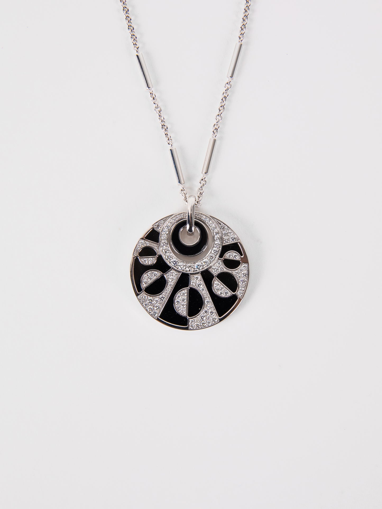 Bvlgari Intarsio Necklace in White Gold with Onyx & Diamonds