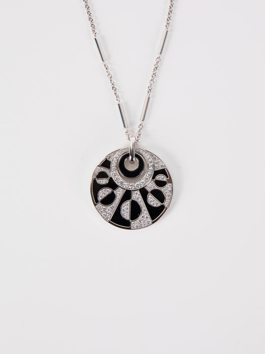 Bvlgari Intarsio Necklace in White Gold with Onyx & Diamonds