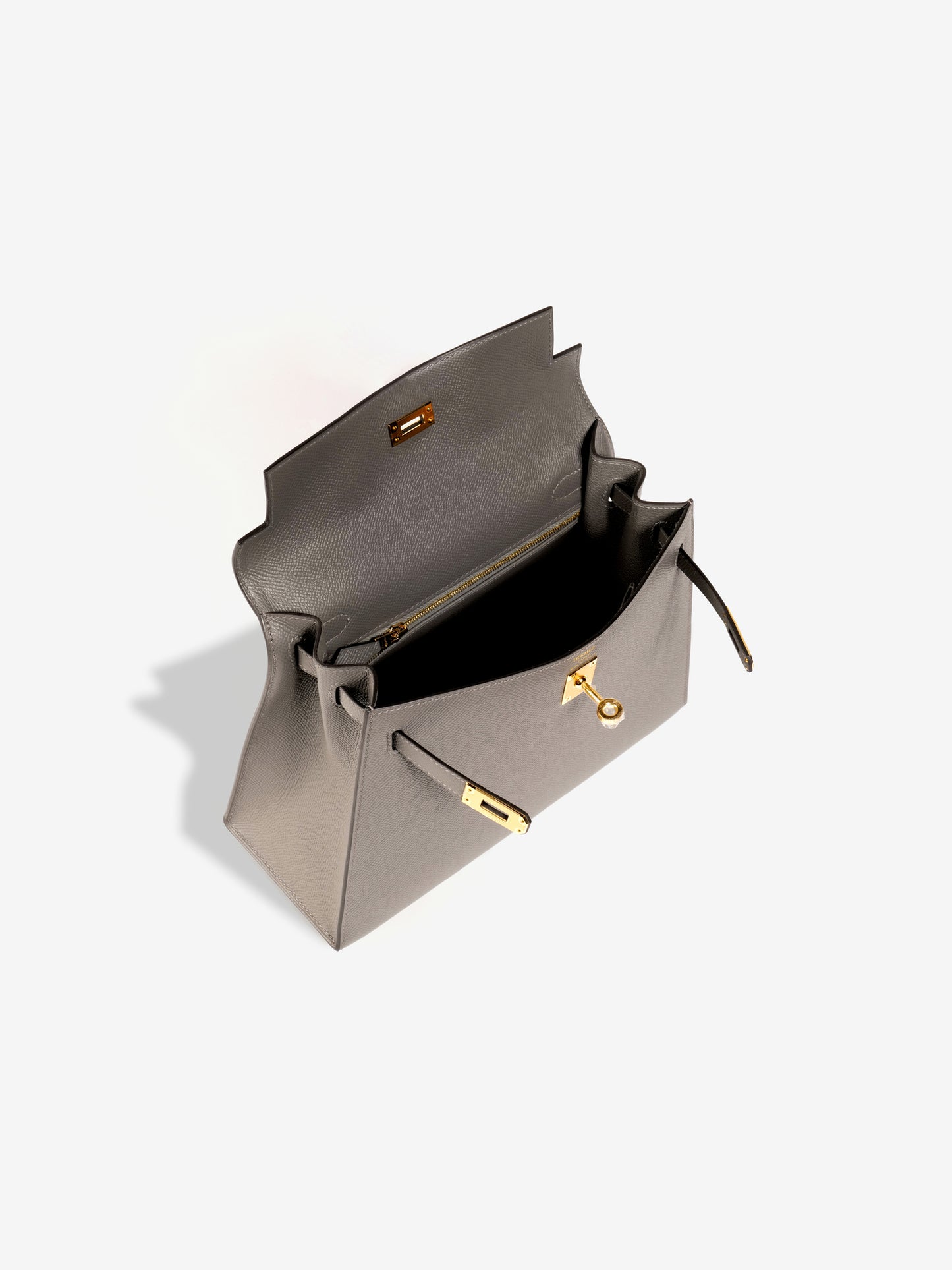 Kelly 25 Gris Meyer with Gold Hardware