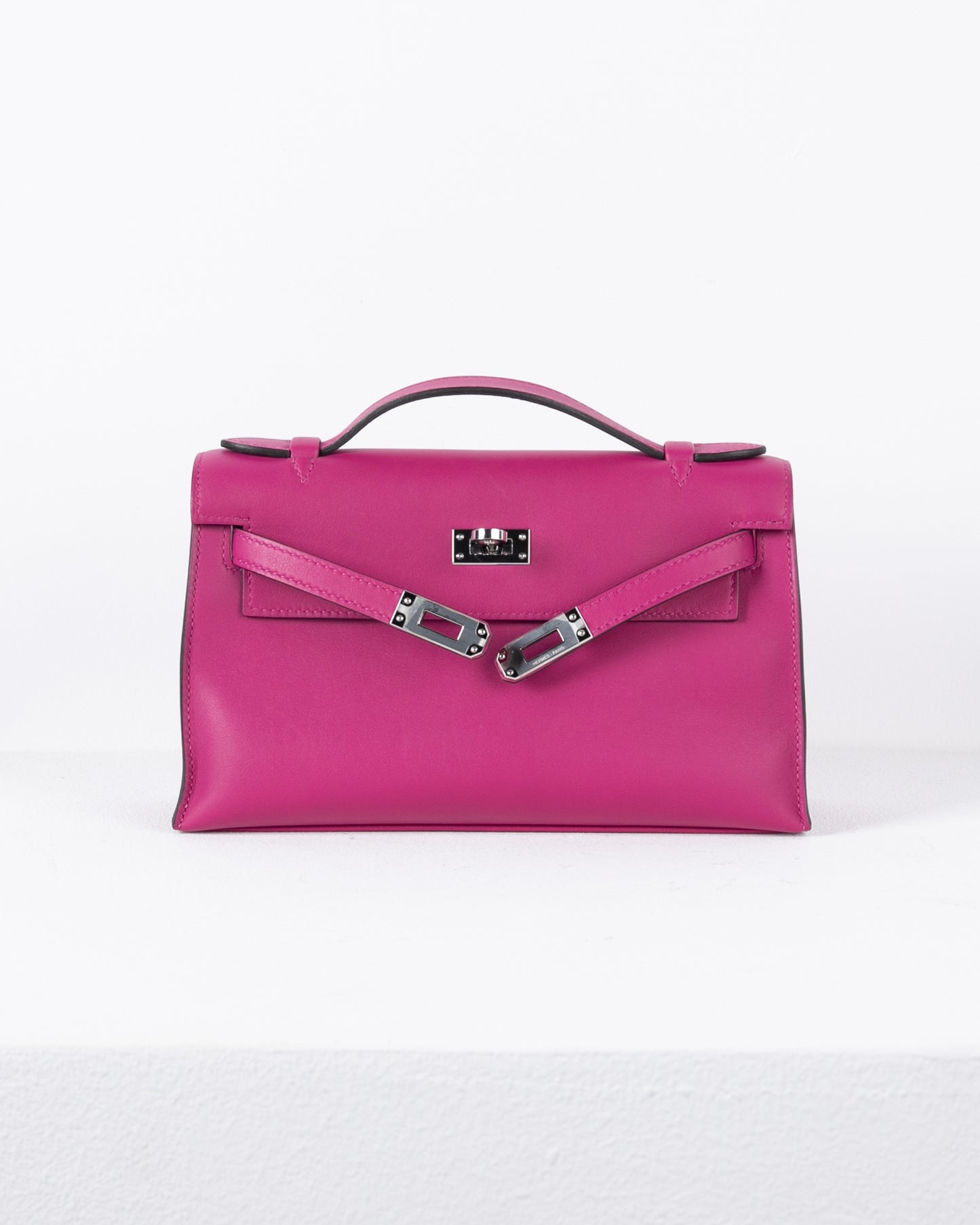 Kelly Pochette in Rose Pourpre Swift with Palladium Hardware