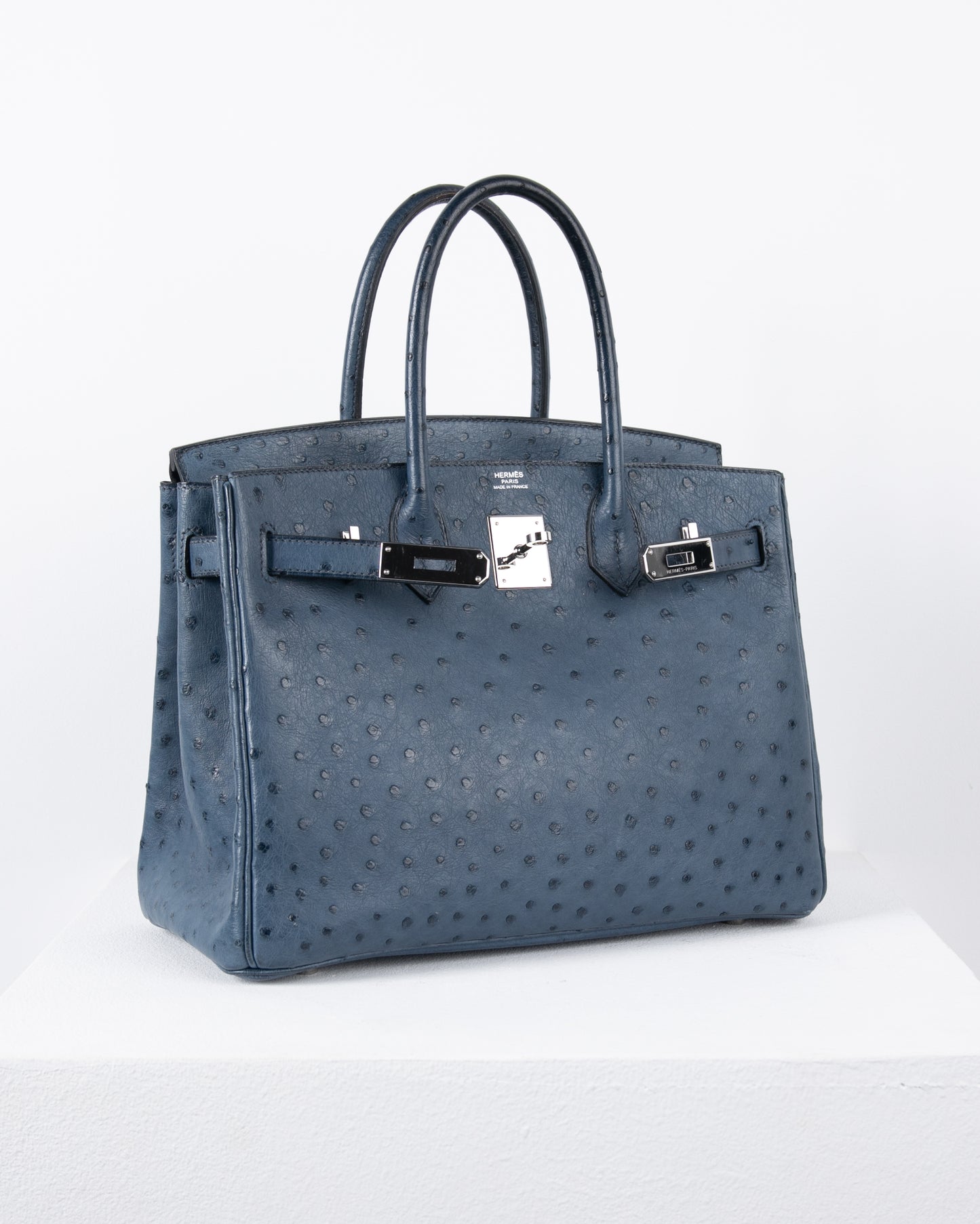 Birkin 30 in Blue Roi Ostrich with Palladium Hardware
