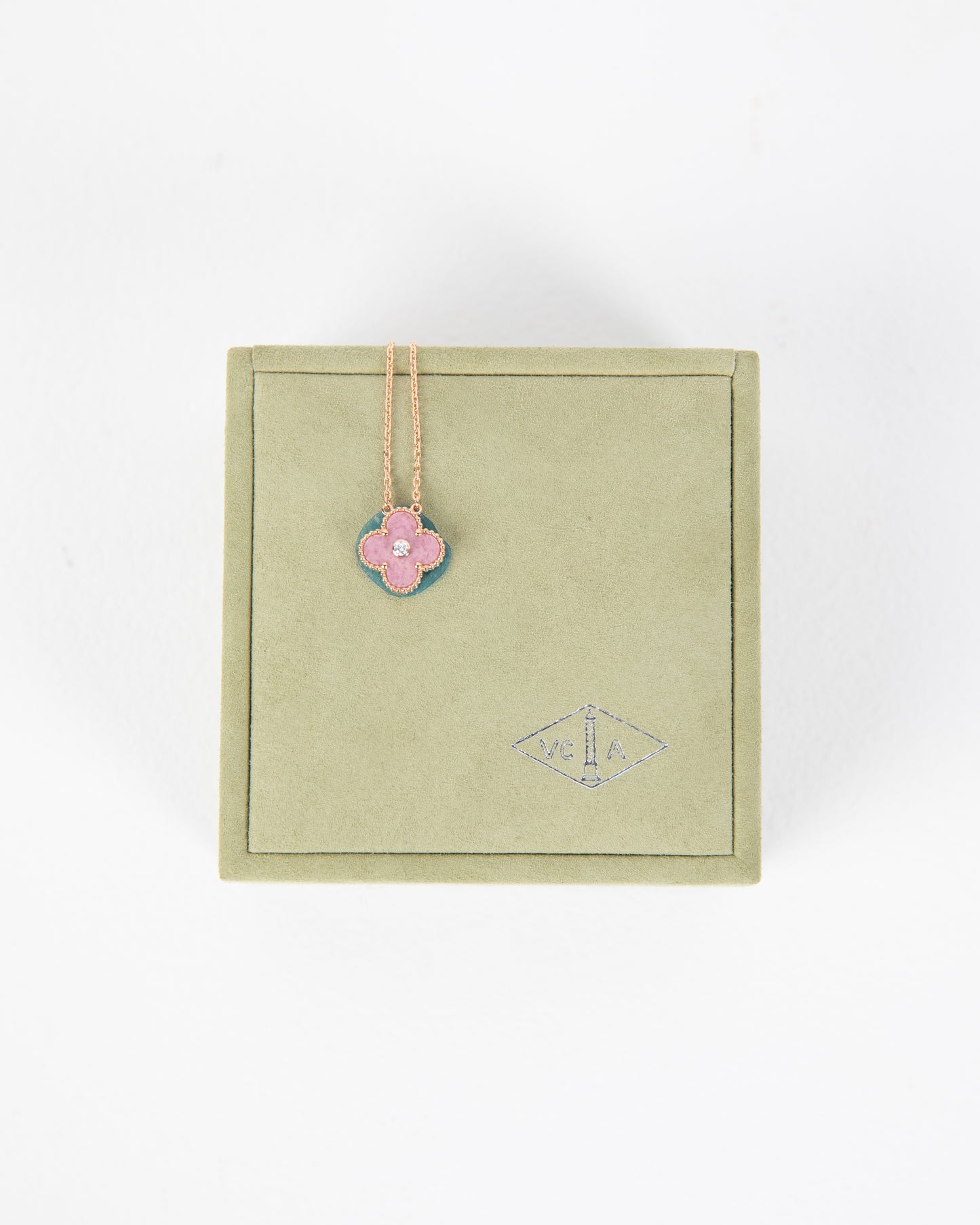 Van Cleef & Arpels Limited Edition 2021 Holiday Pendant in Rhodonite and Rose Gold
