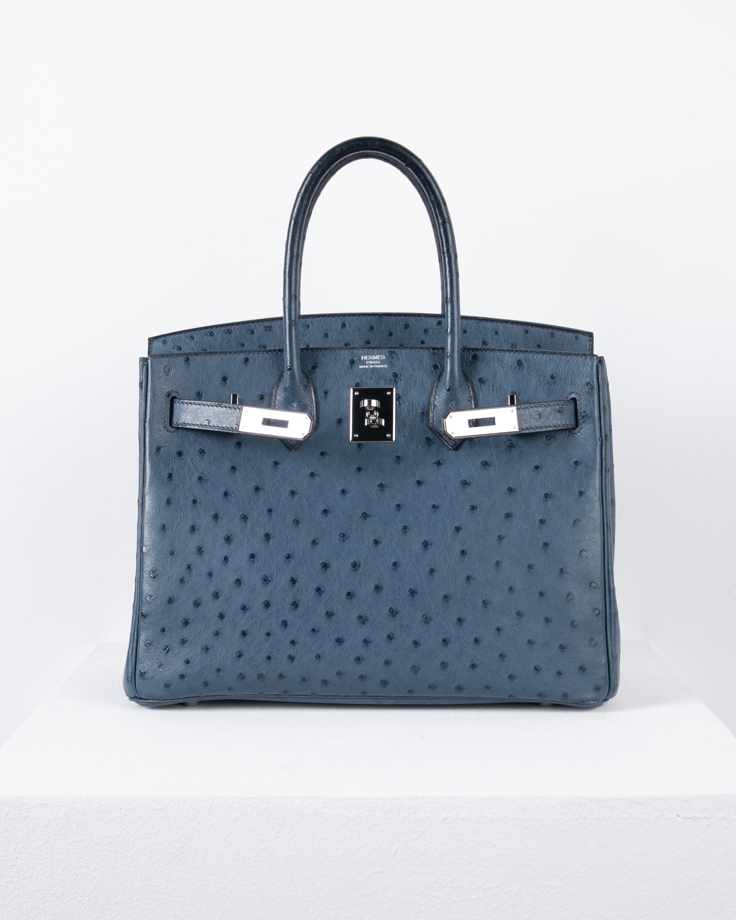 Birkin 30 in Blue Roi Ostrich with Palladium Hardware