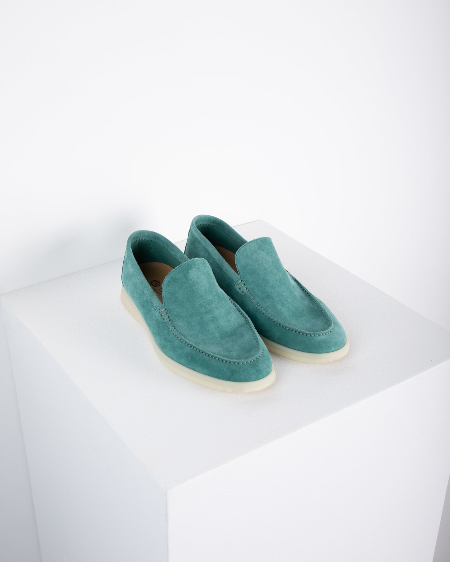 Loro Piana Summer Walk Suede Moc Toe Leather color Laguna