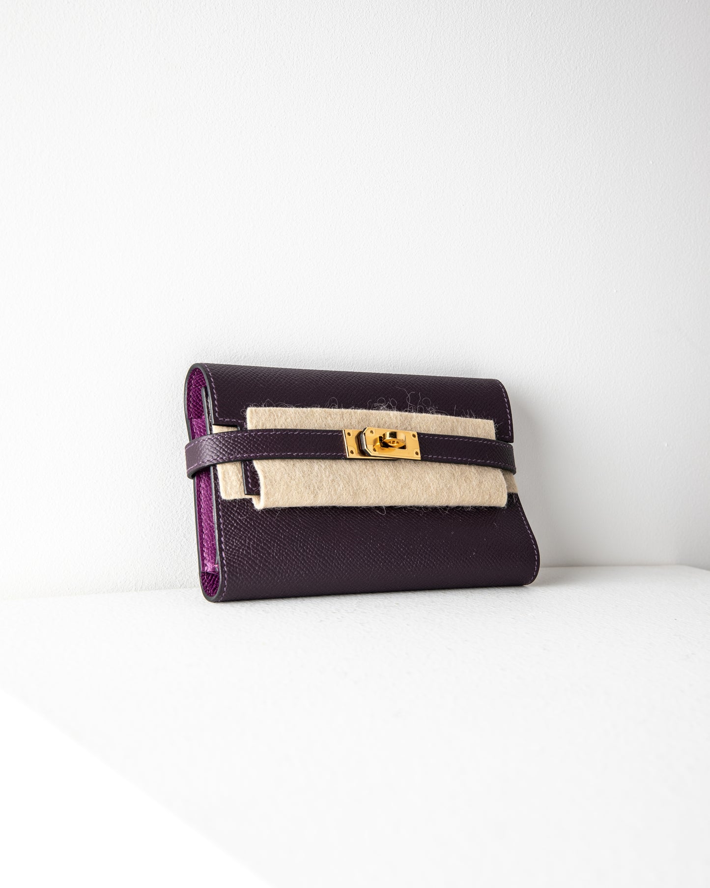 Kelly Wallet in Purple with Gold Hardware
