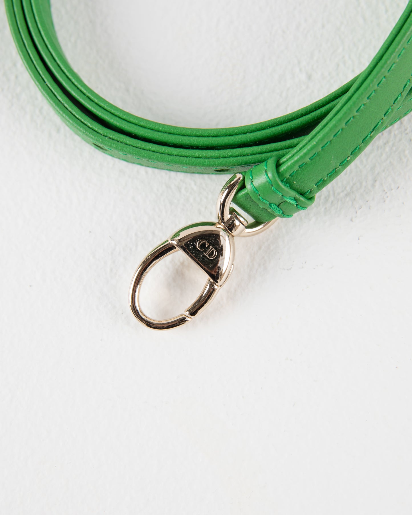 (Preloved) Lady Dior Micro in Green Lambskin and Pale Gold Hardware