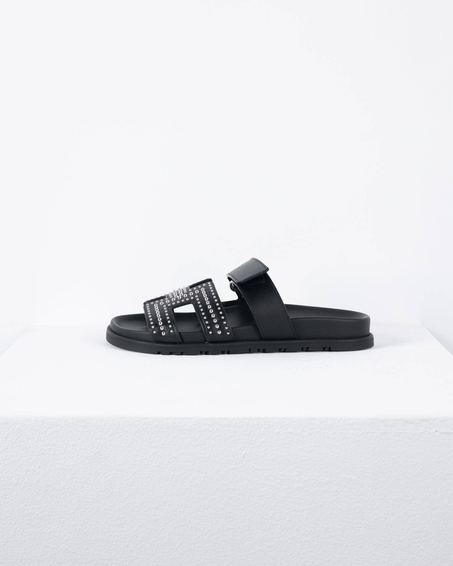 Chypre Sandal in Black with Mini Stud Details