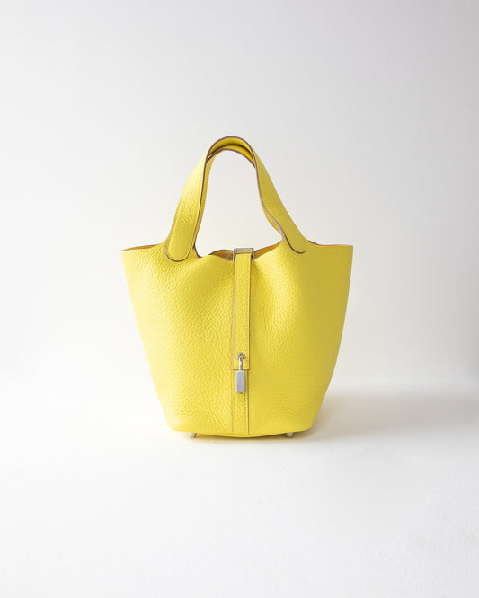 Picotin 18 in Lime Clemence Leather with Palladium Hardware