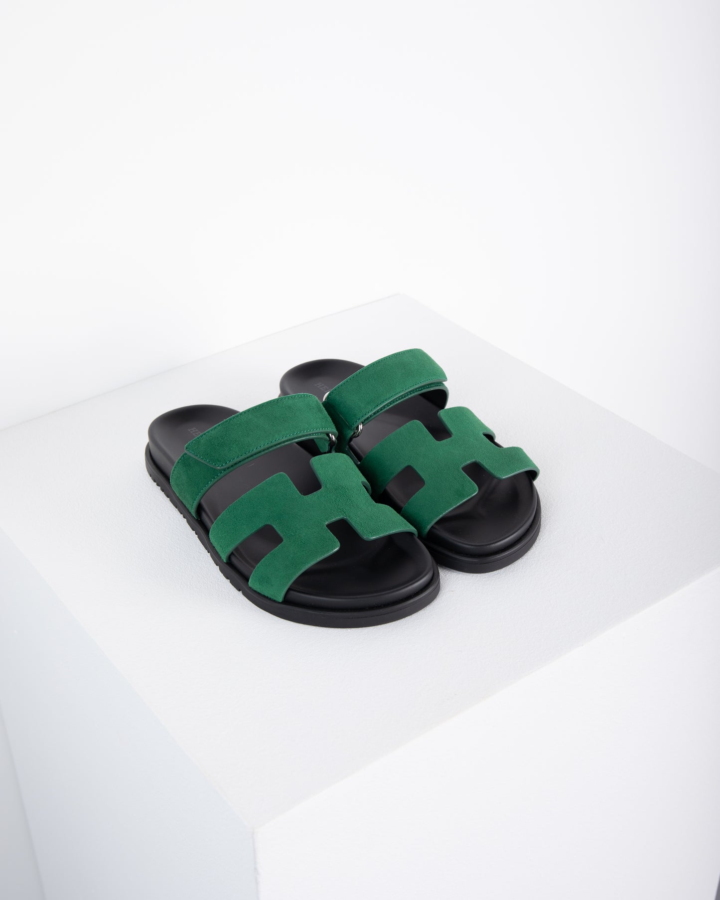 Chypre Sandal in Green Suede