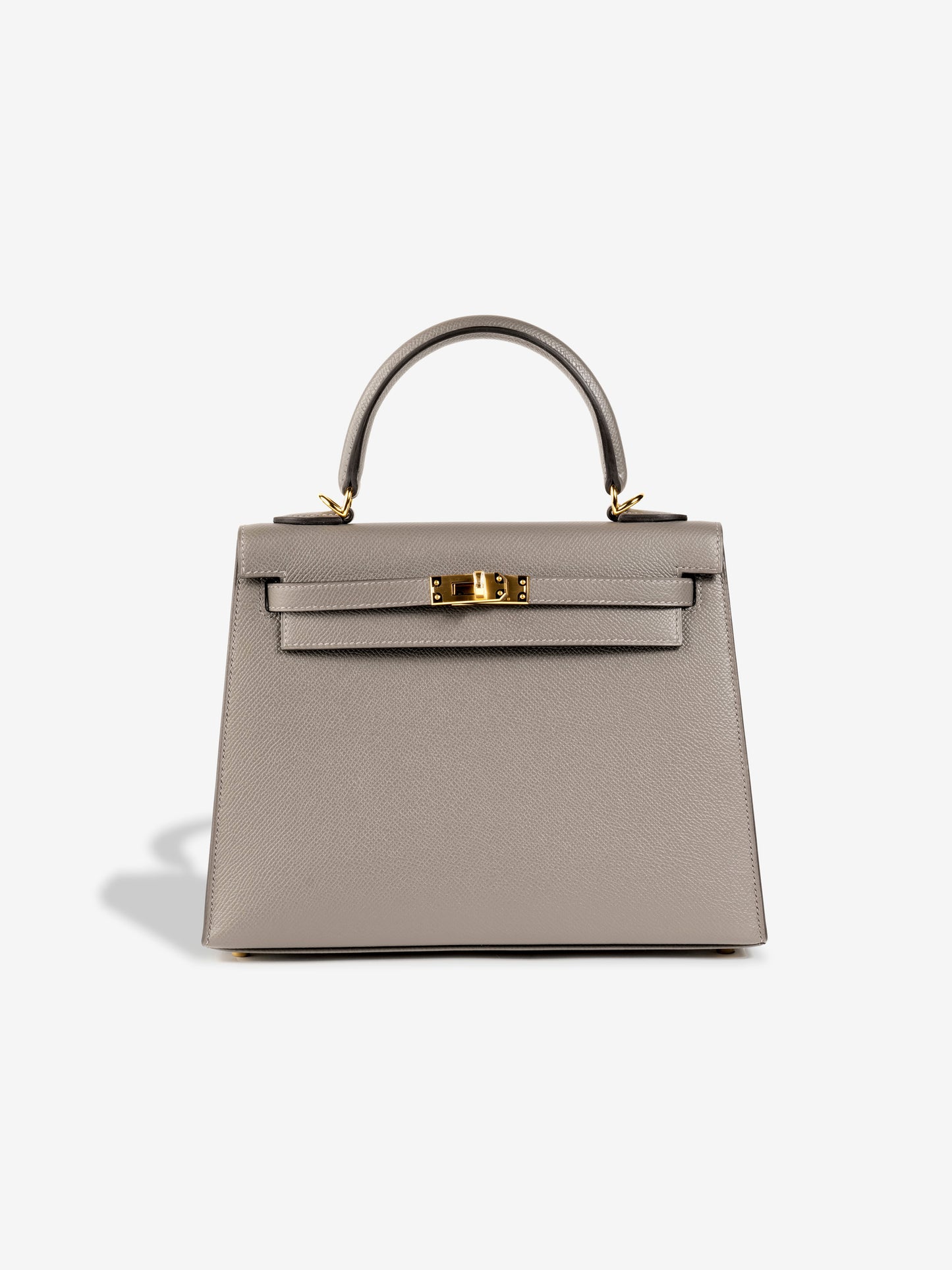 Kelly 25 Gris Meyer with Gold Hardware