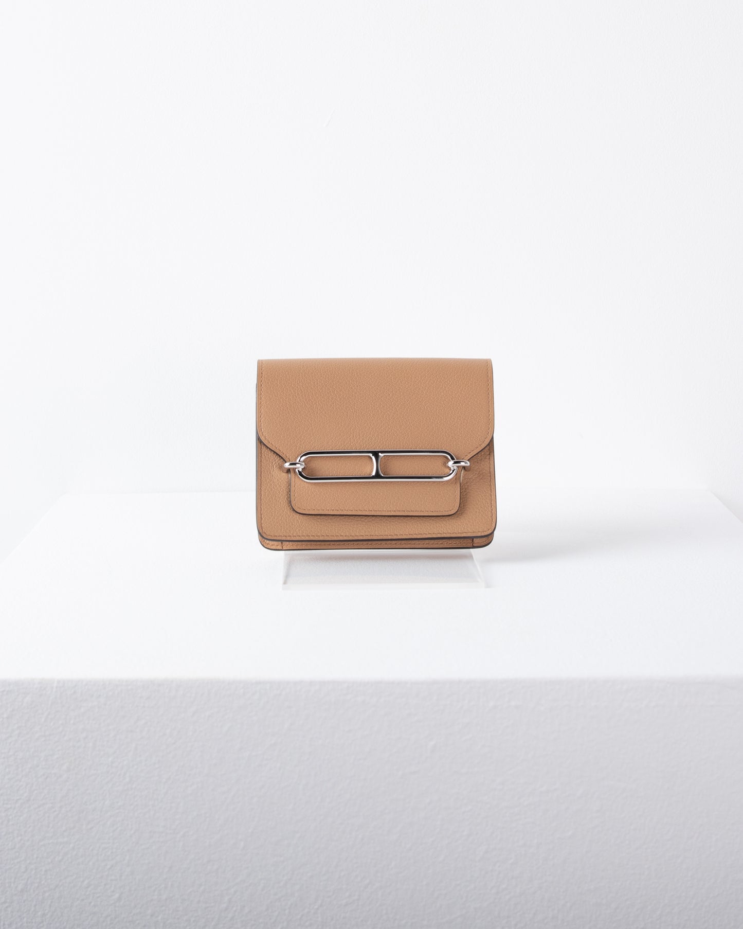 Roulis Slim Compact Wallet in Chai/Lime Evercolor Leather with Palladium Hardware