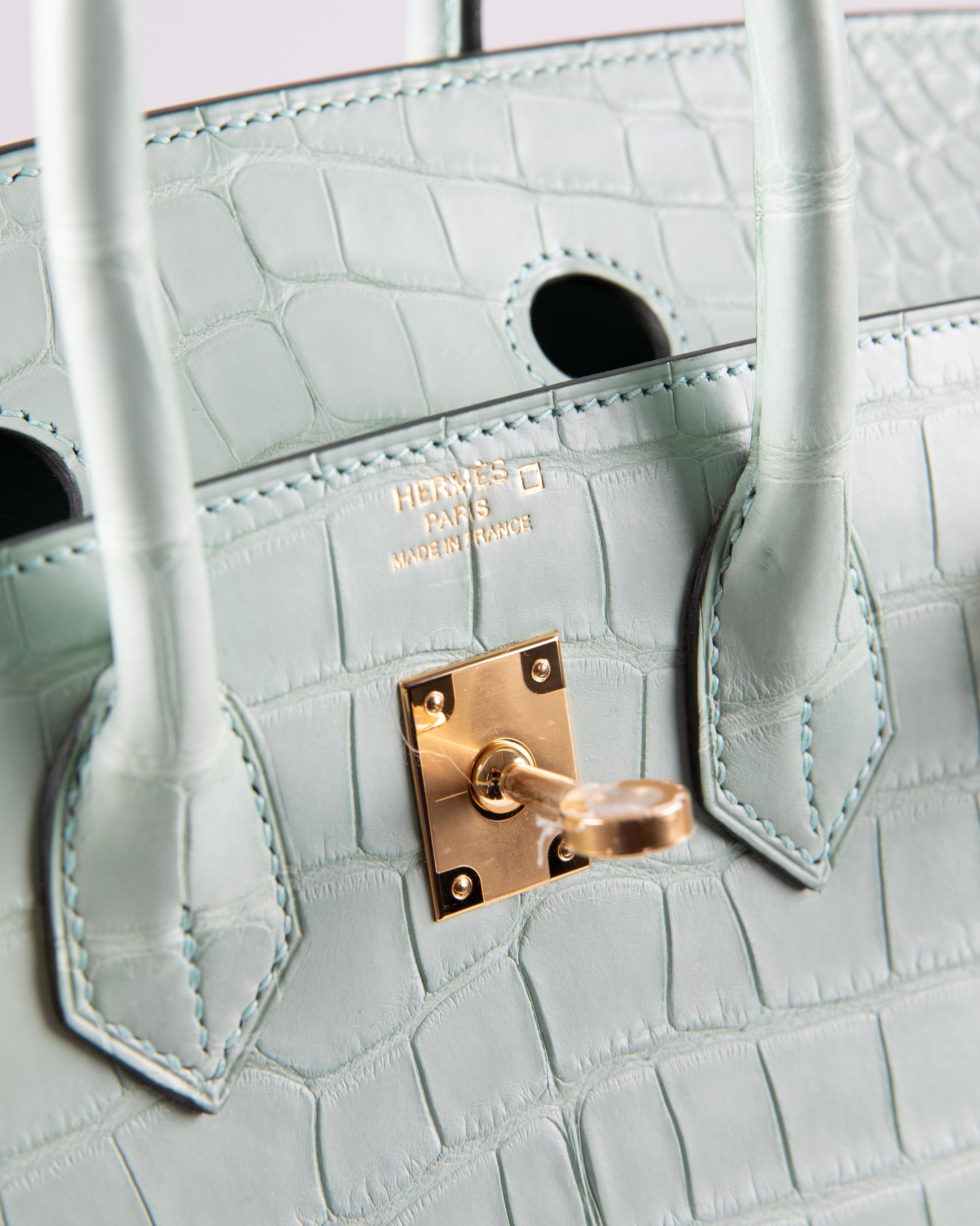 Birkin 25 Sellier in Vert D'eau Matte Alligator with Gold Hardware
