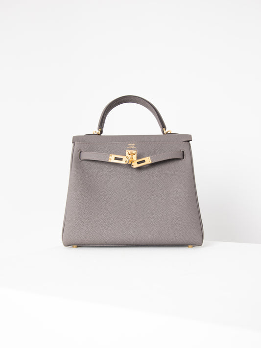 Kelly 25 Etain in Togo Leather with Gold Hardware