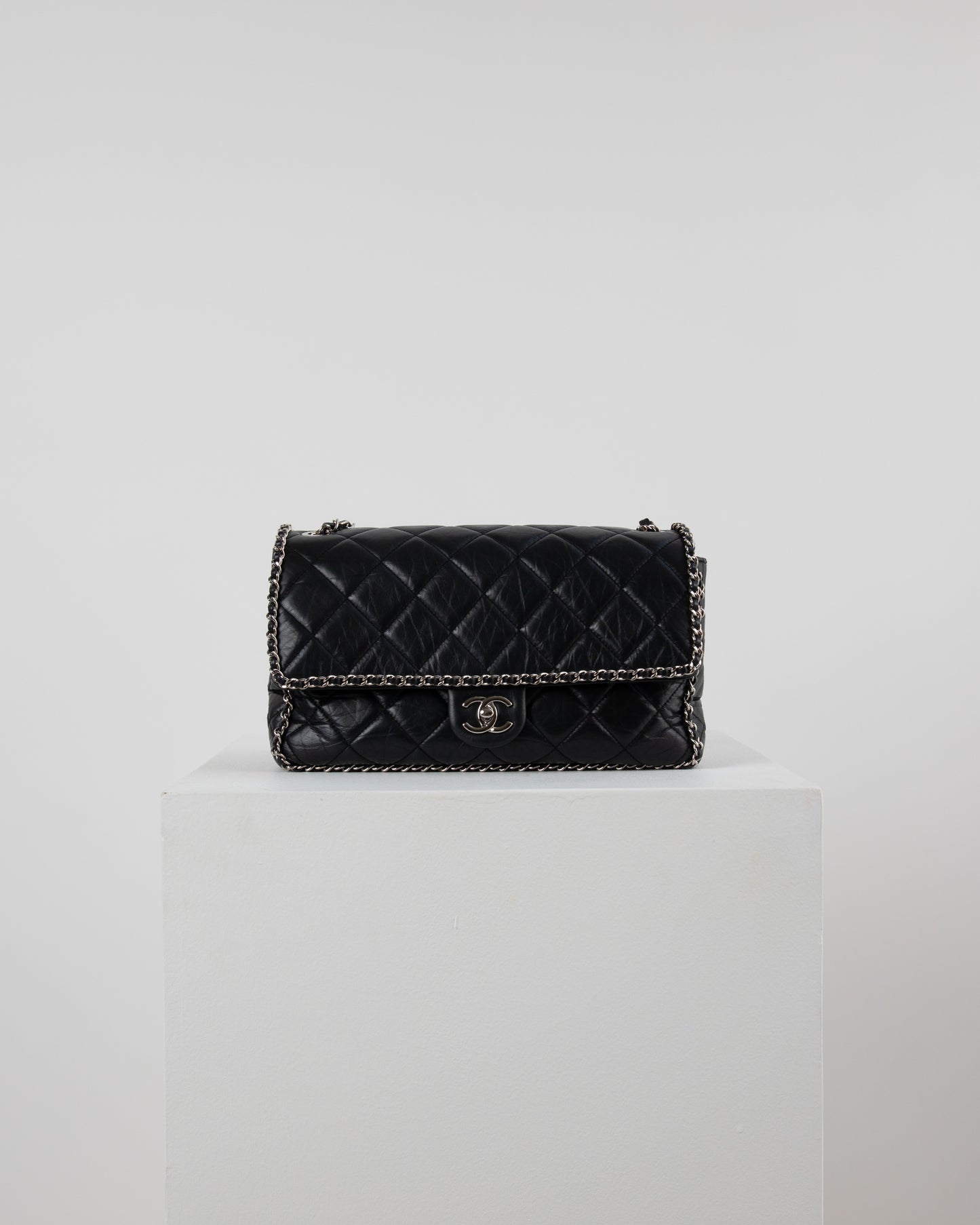 Chanel Chain Around Flap Bag in Black Lambskin