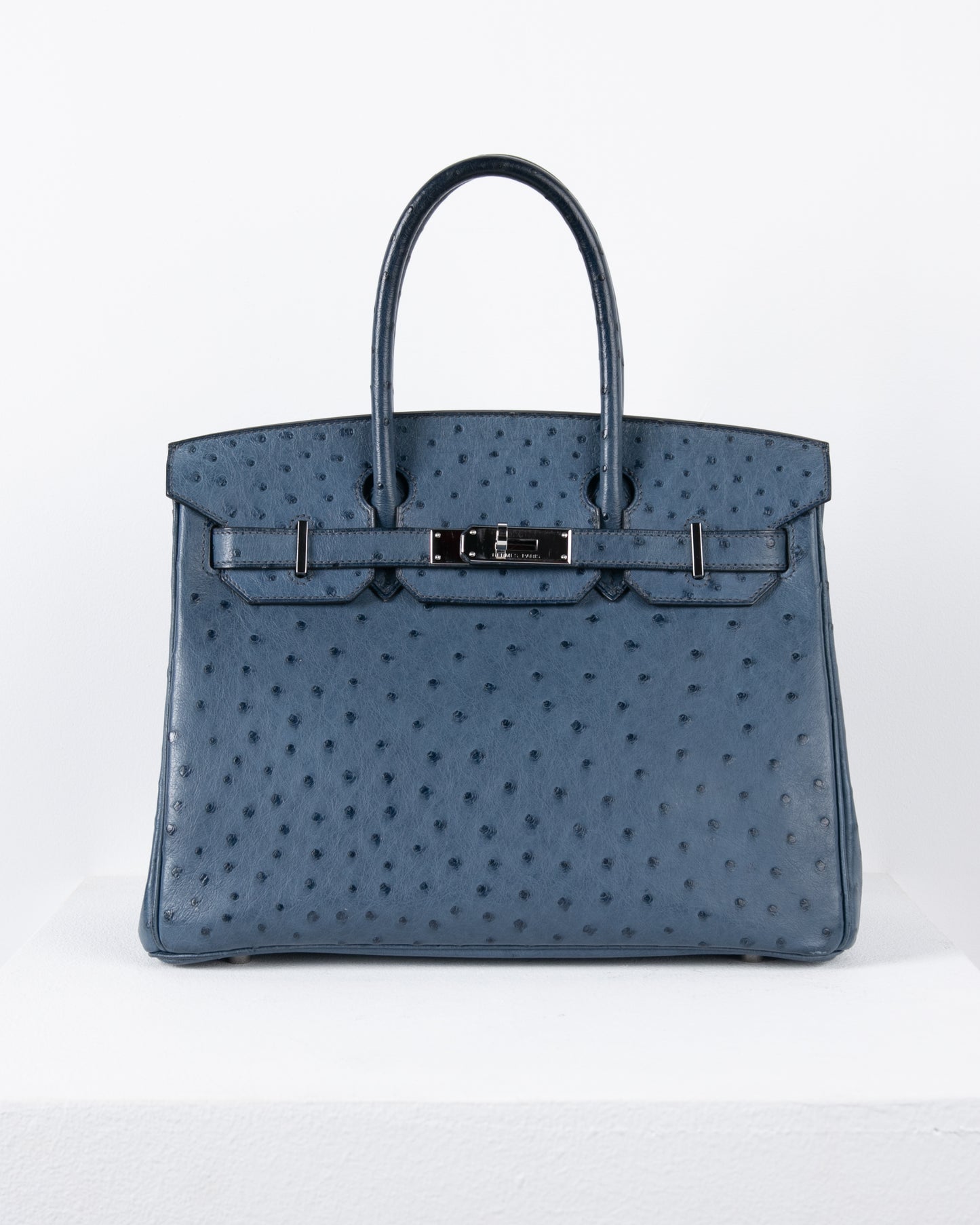 Birkin 30 in Blue Roi Ostrich with Palladium Hardware