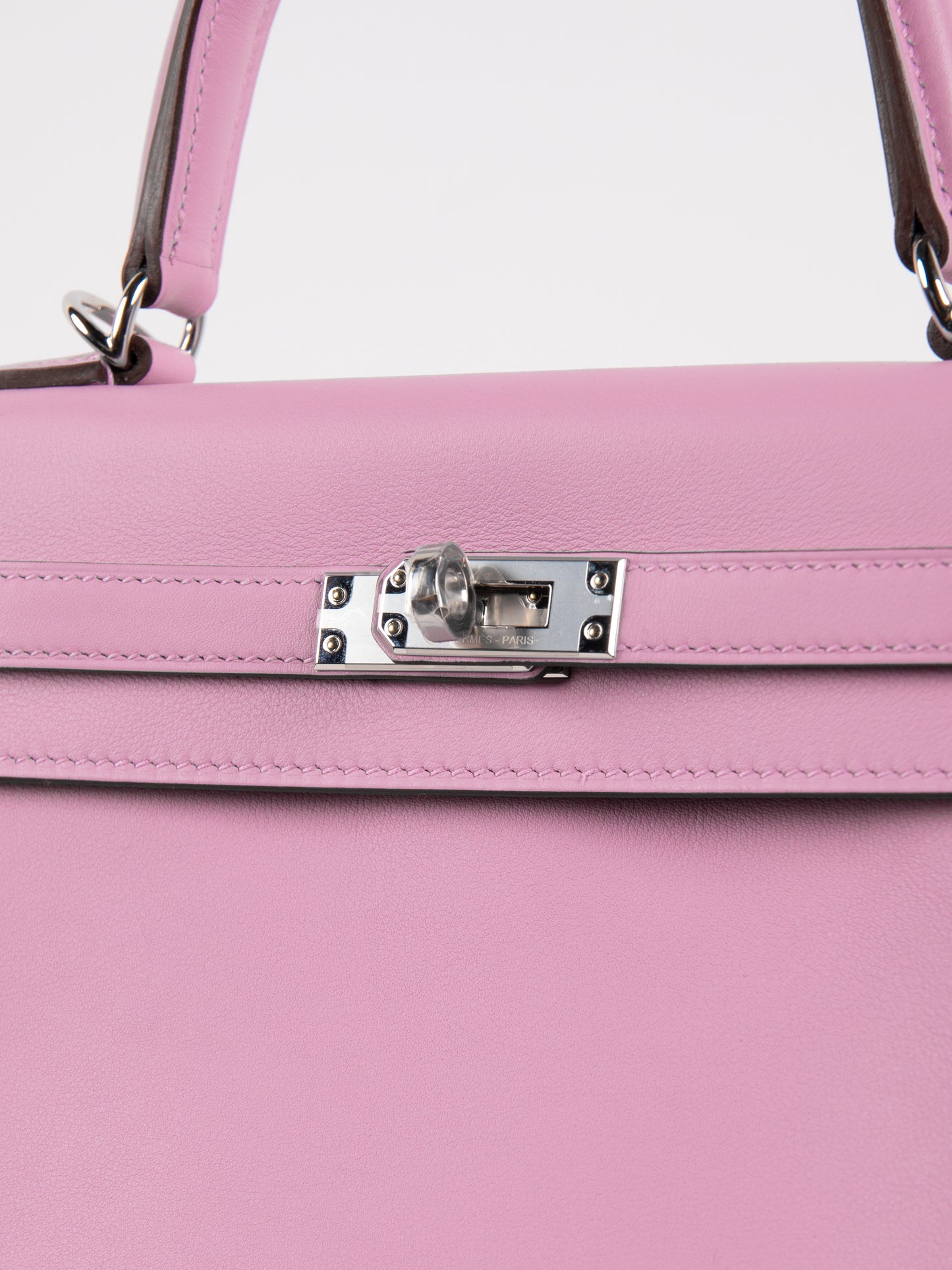 Kelly 25 in Mauve Sylvestre Swift Leather with Palladium Hardware