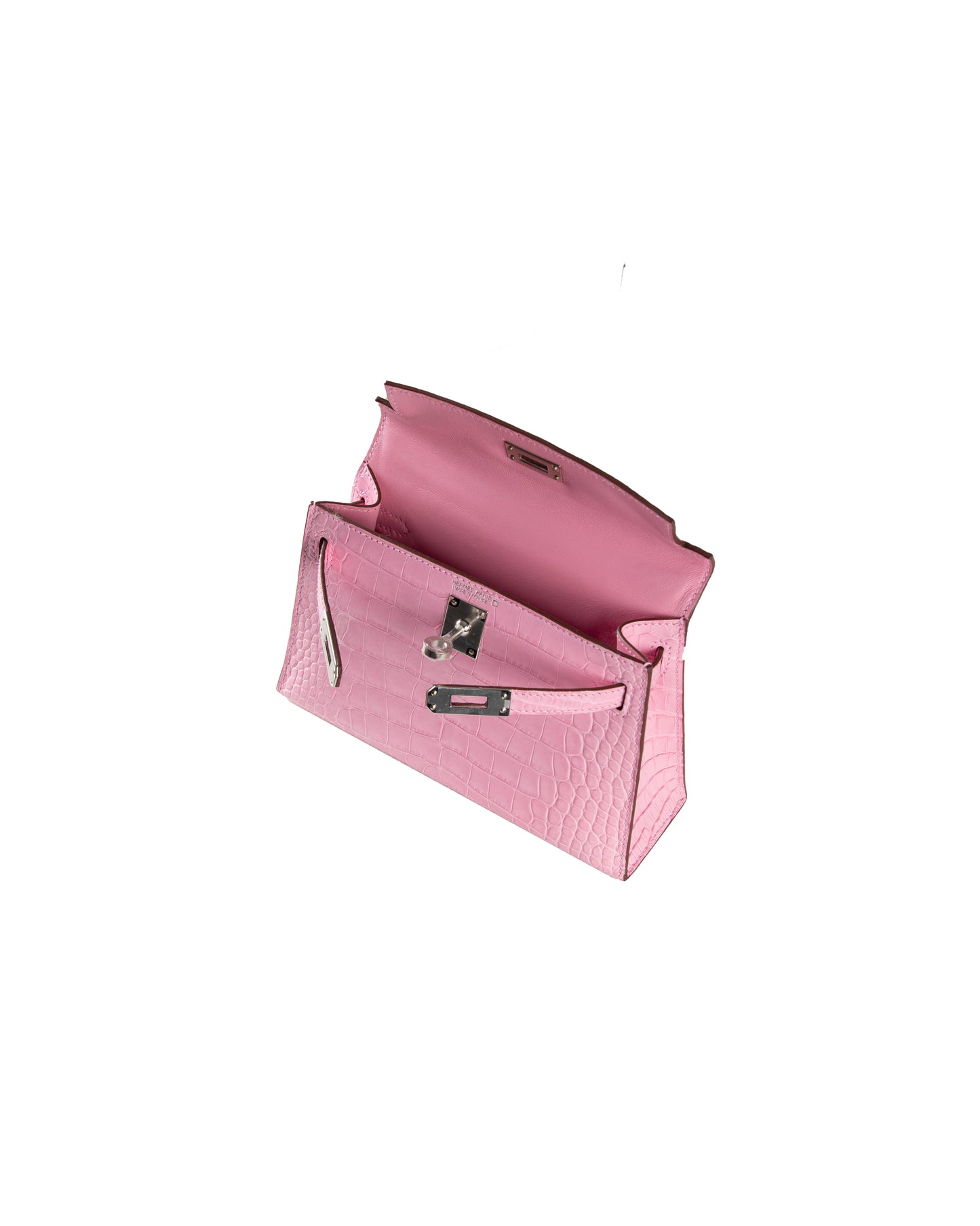 Kelly 20 in Bubblegum Pink Sellier Matte Alligator Mississippiensis with Palladium Hardware