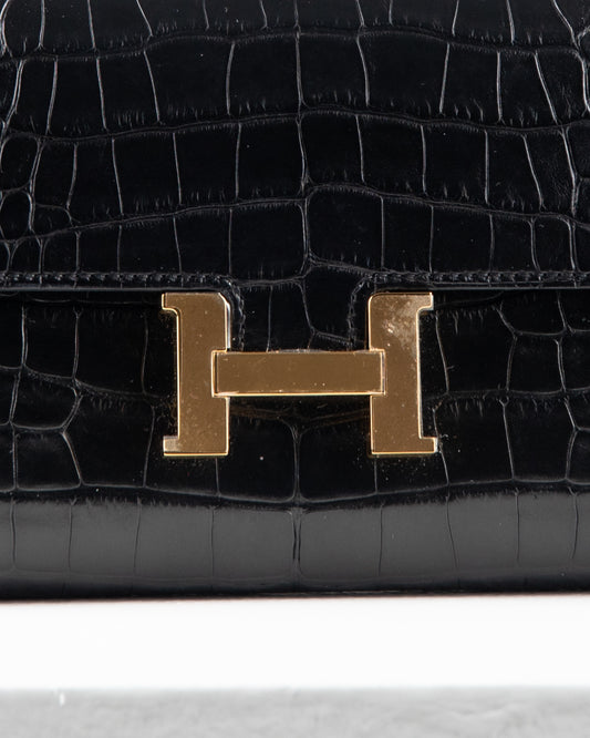 Constance To Go Black Matte Alligator with Gold Hardware