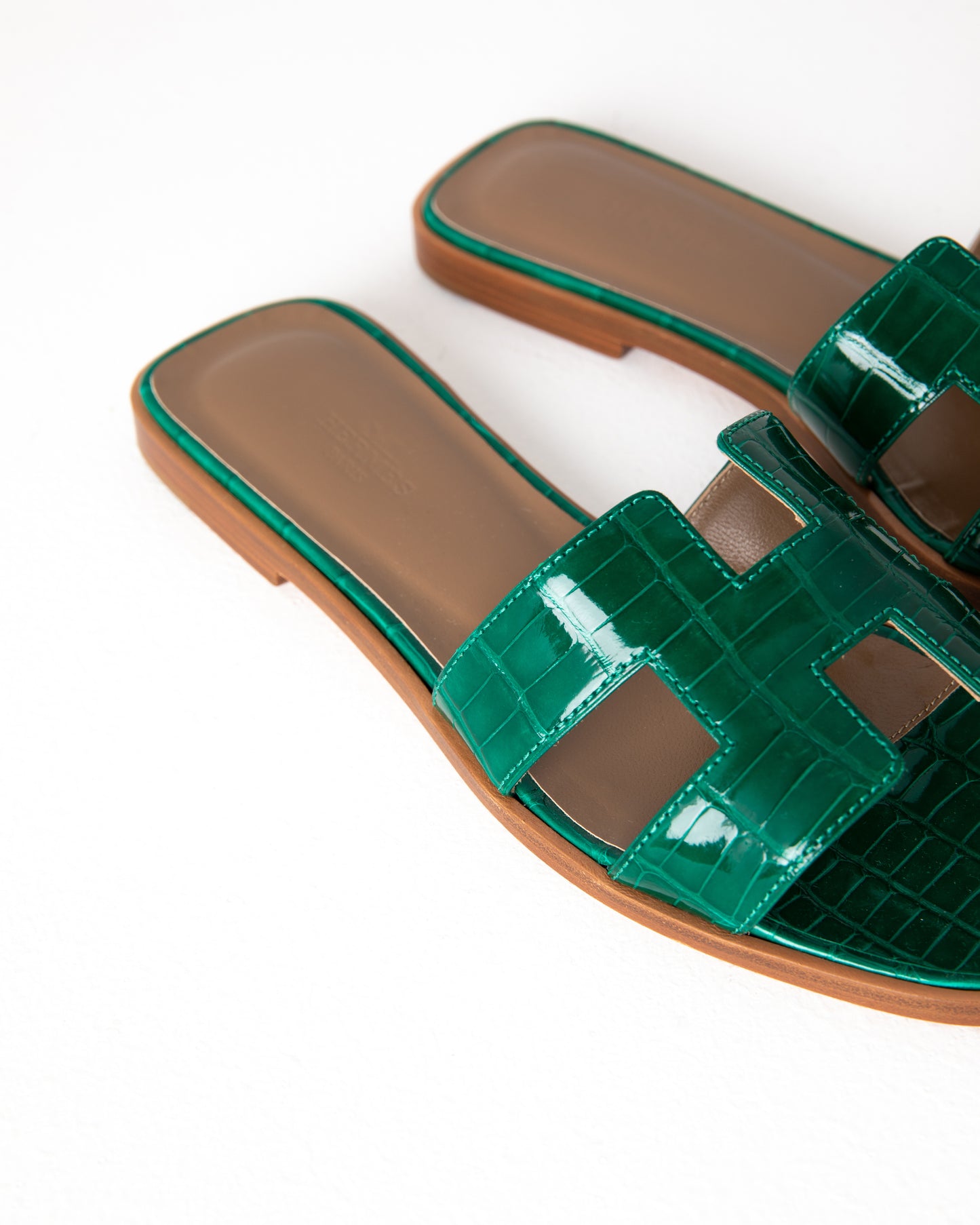 Oran Sandal in Green Crocodile
