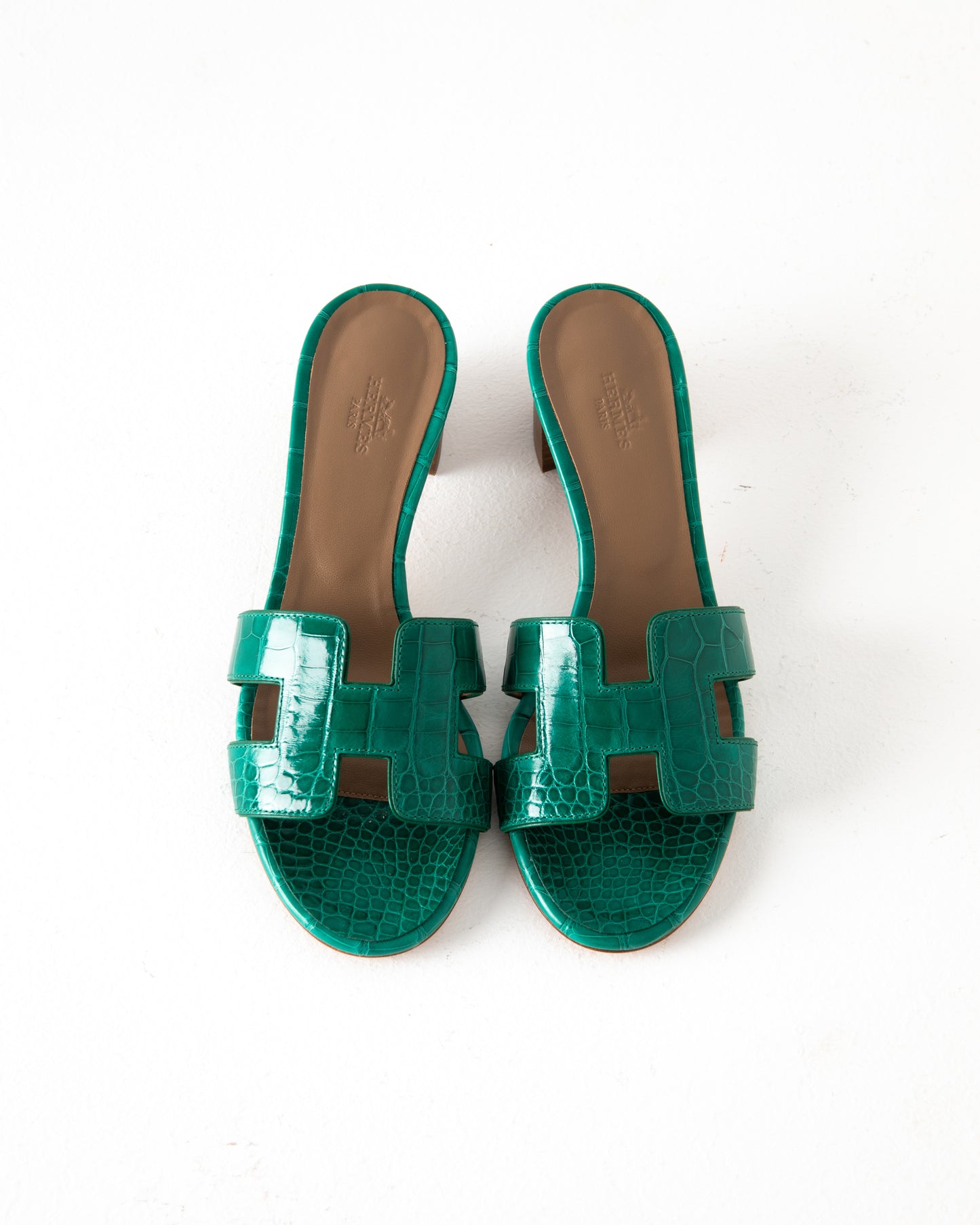 Oasis Sandal in Green Crocodile