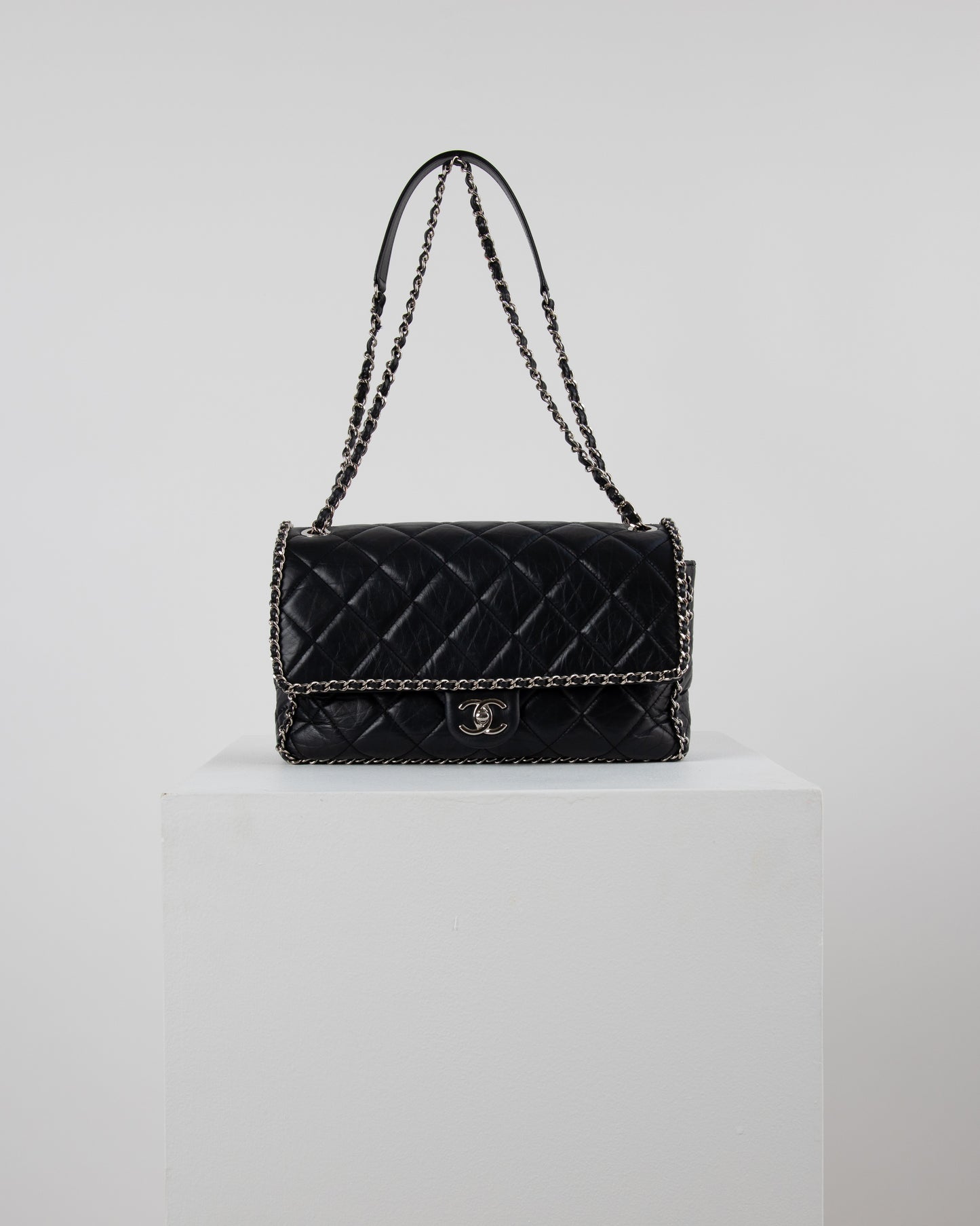 Chanel Chain Around Flap Bag in Black Lambskin
