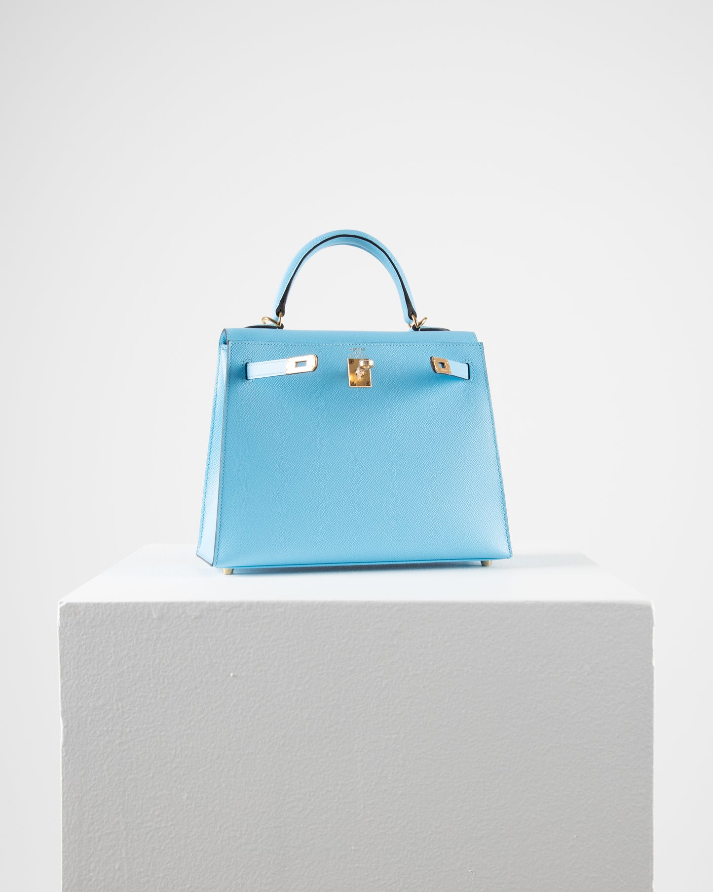 Kelly 25 in Bleu Celeste Epsom Leather with Gold Hardware