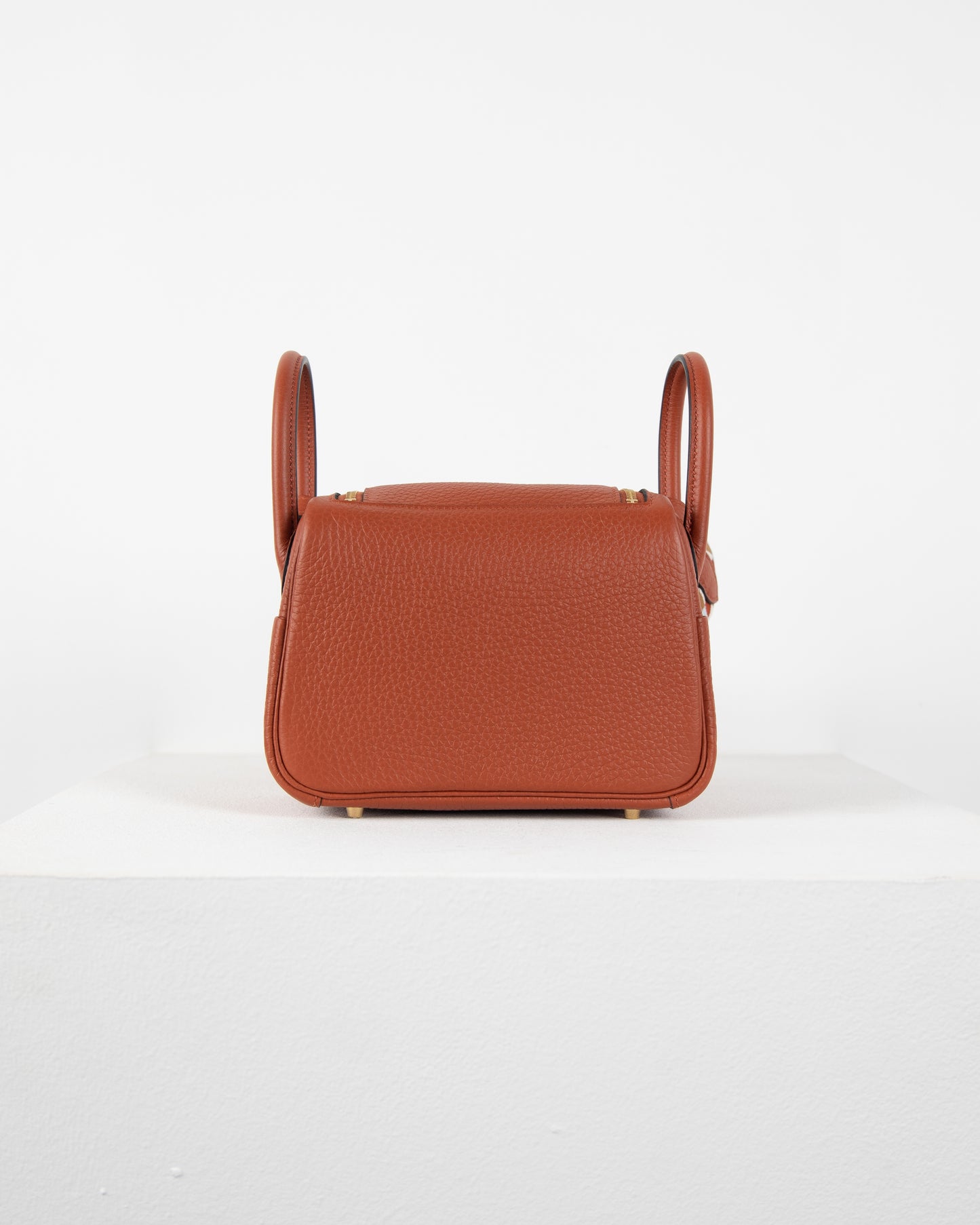 Mini Lindy Cuivre in Taurillon Clemence Leather with Maxi Quadrille in Gold Hardware