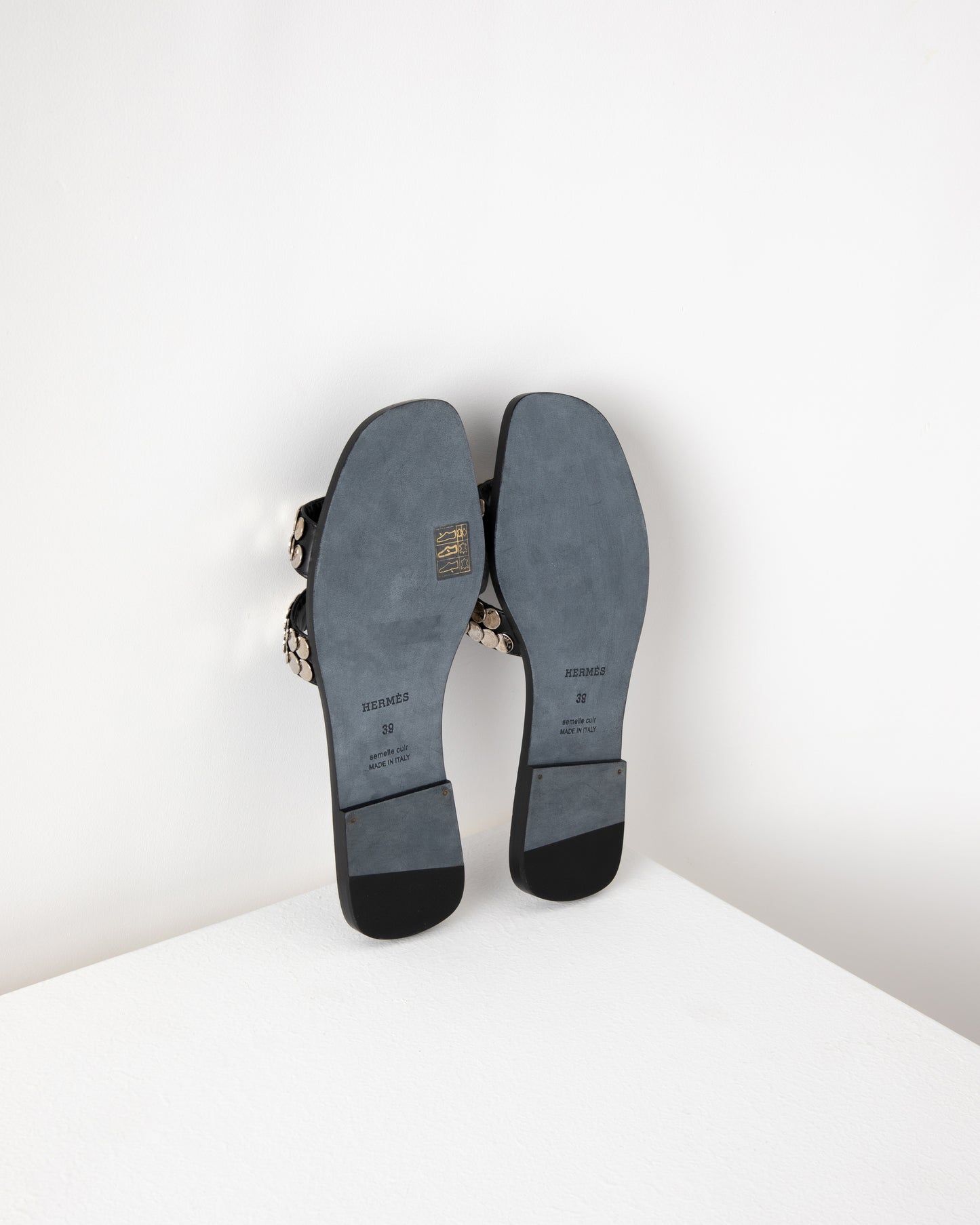Oran Sandal Clous De Selle Calfskin Palladium Plated