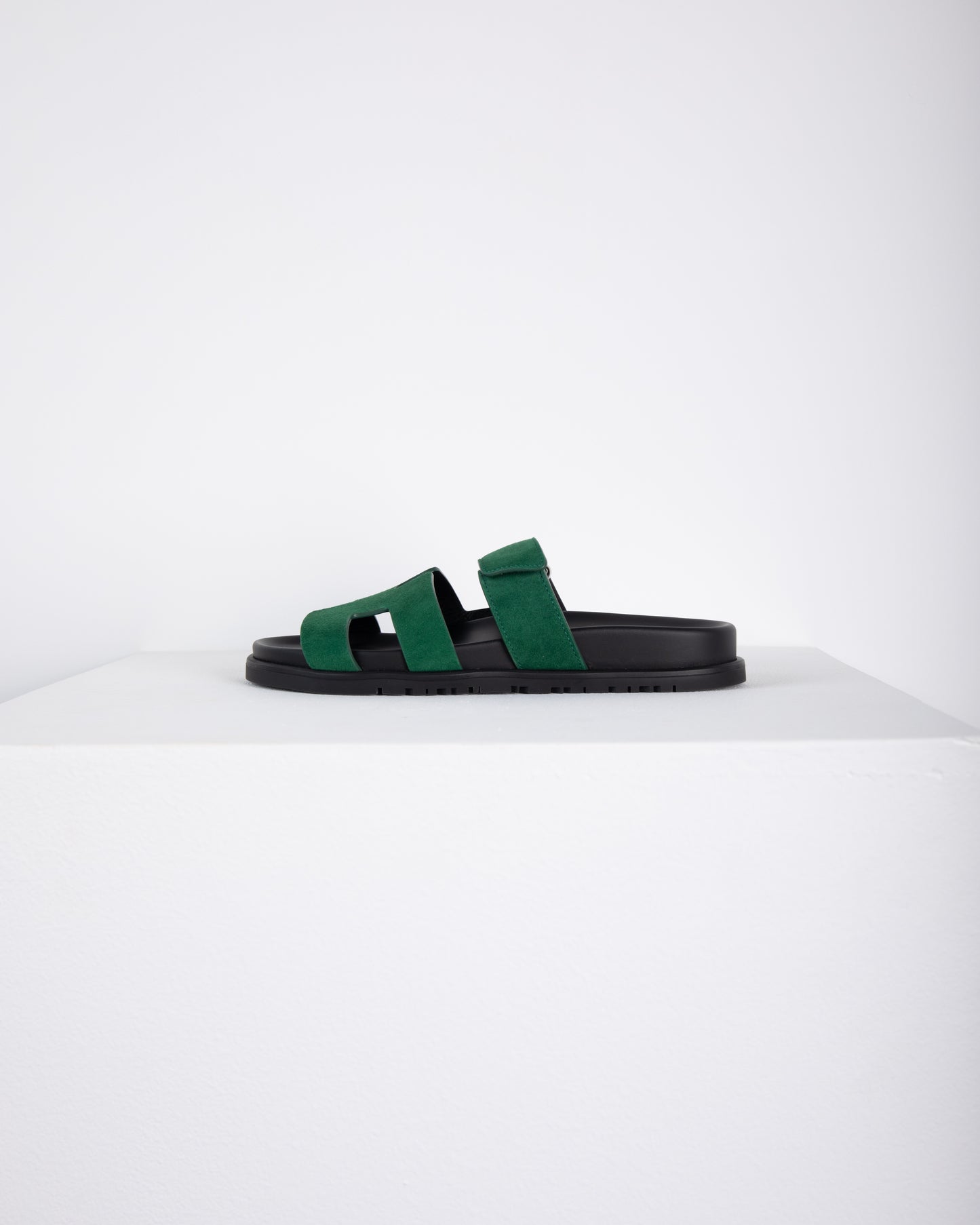 Chypre Sandal in Green Suede