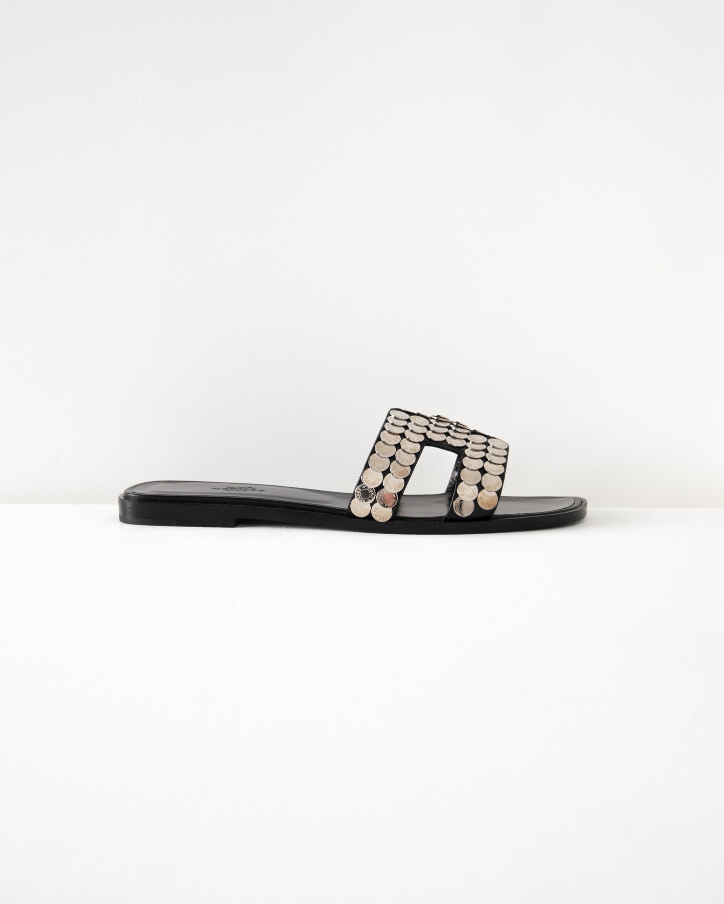 Oran Sandal Clous De Selle Calfskin Palladium Plated