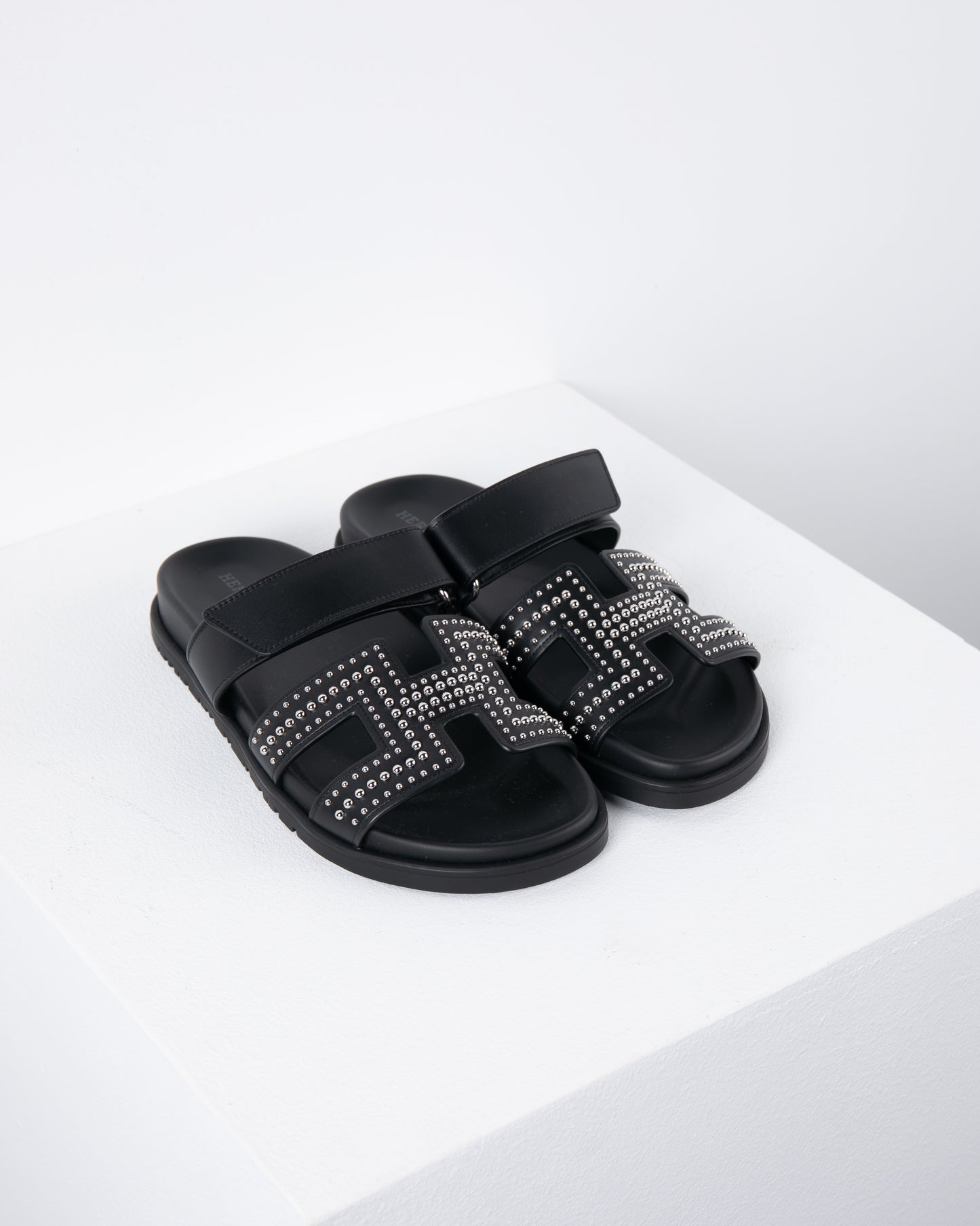 Chypre Sandal in Black with Mini Stud Details