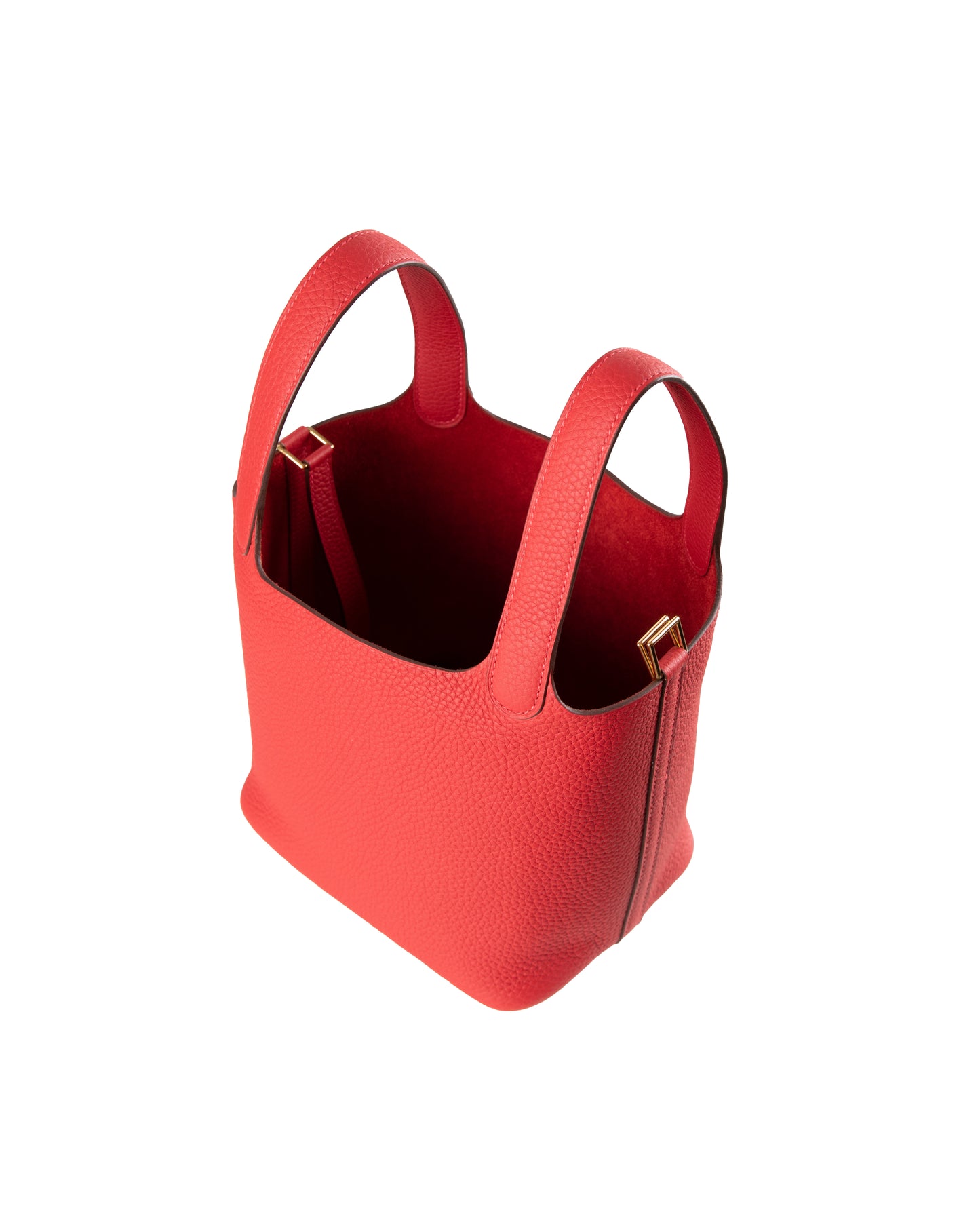 Picotin 18 Vermillon in Taurillon Clemence with Gold Hardware