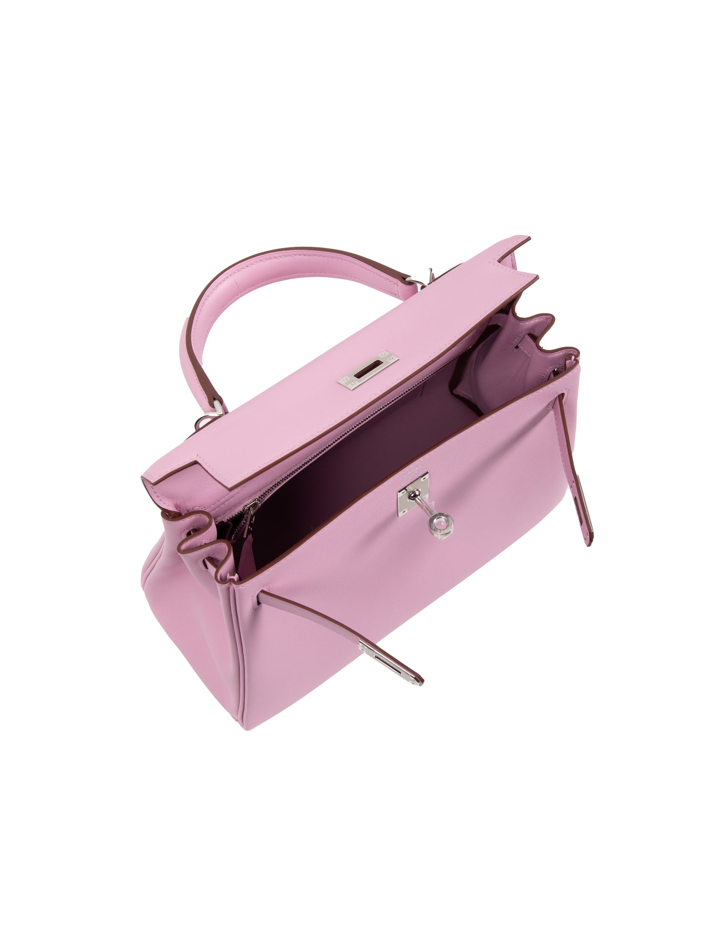 Kelly 25 in Mauve Sylvestre Swift Leather with Palladium Hardware