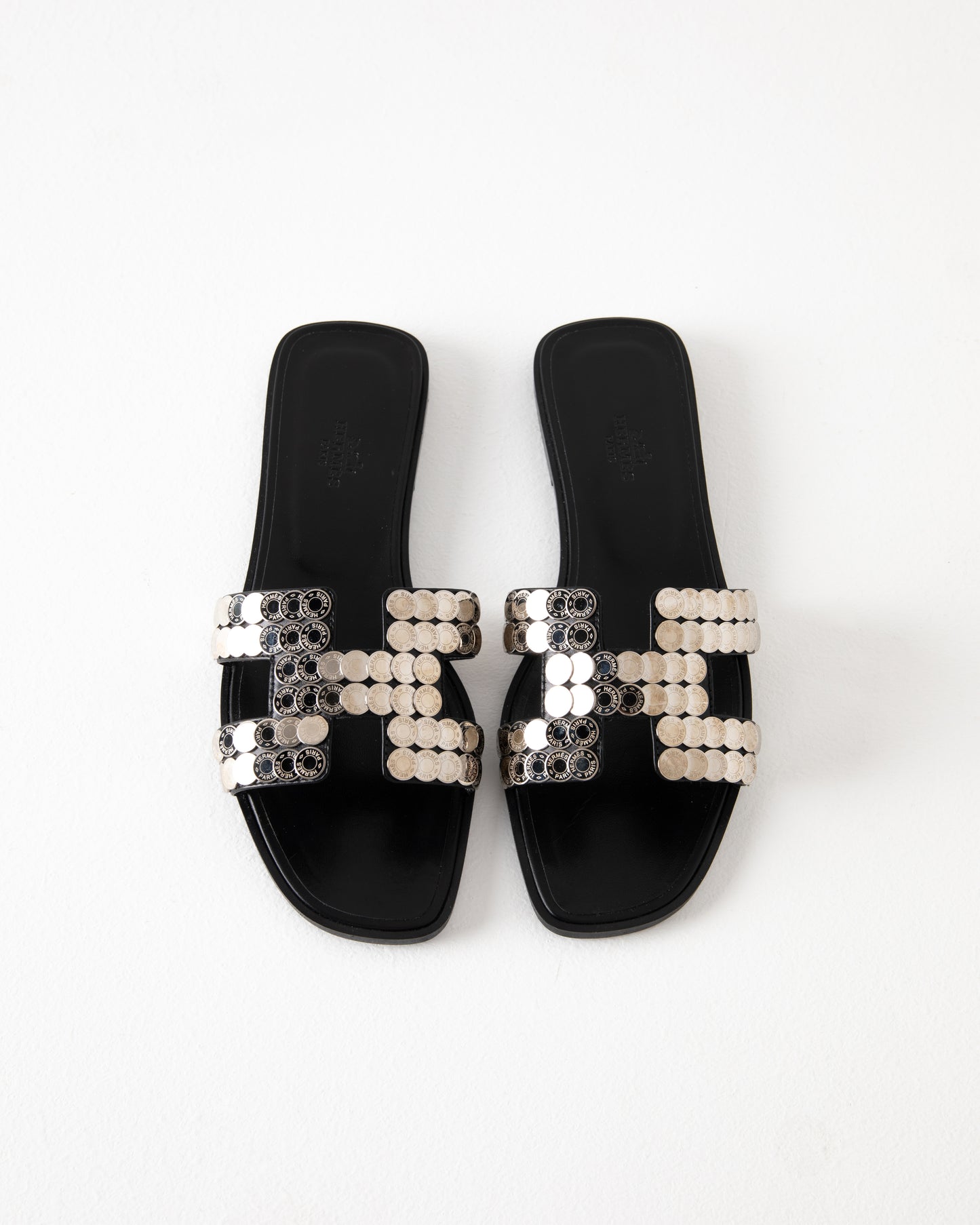 Oran Sandal Clous De Selle Calfskin Palladium Plated