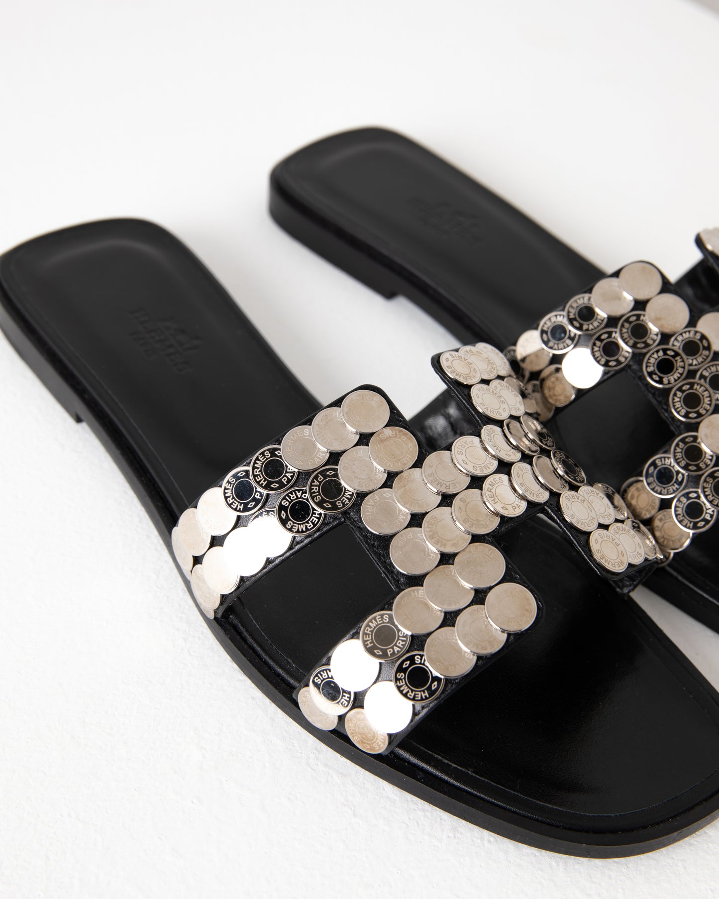 Oran Sandal Clous De Selle Calfskin Palladium Plated