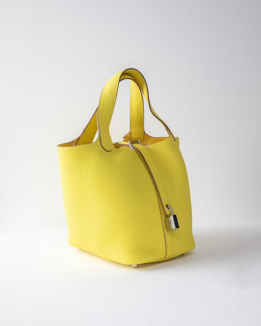 Picotin 18 in Lime Clemence Leather with Palladium Hardware