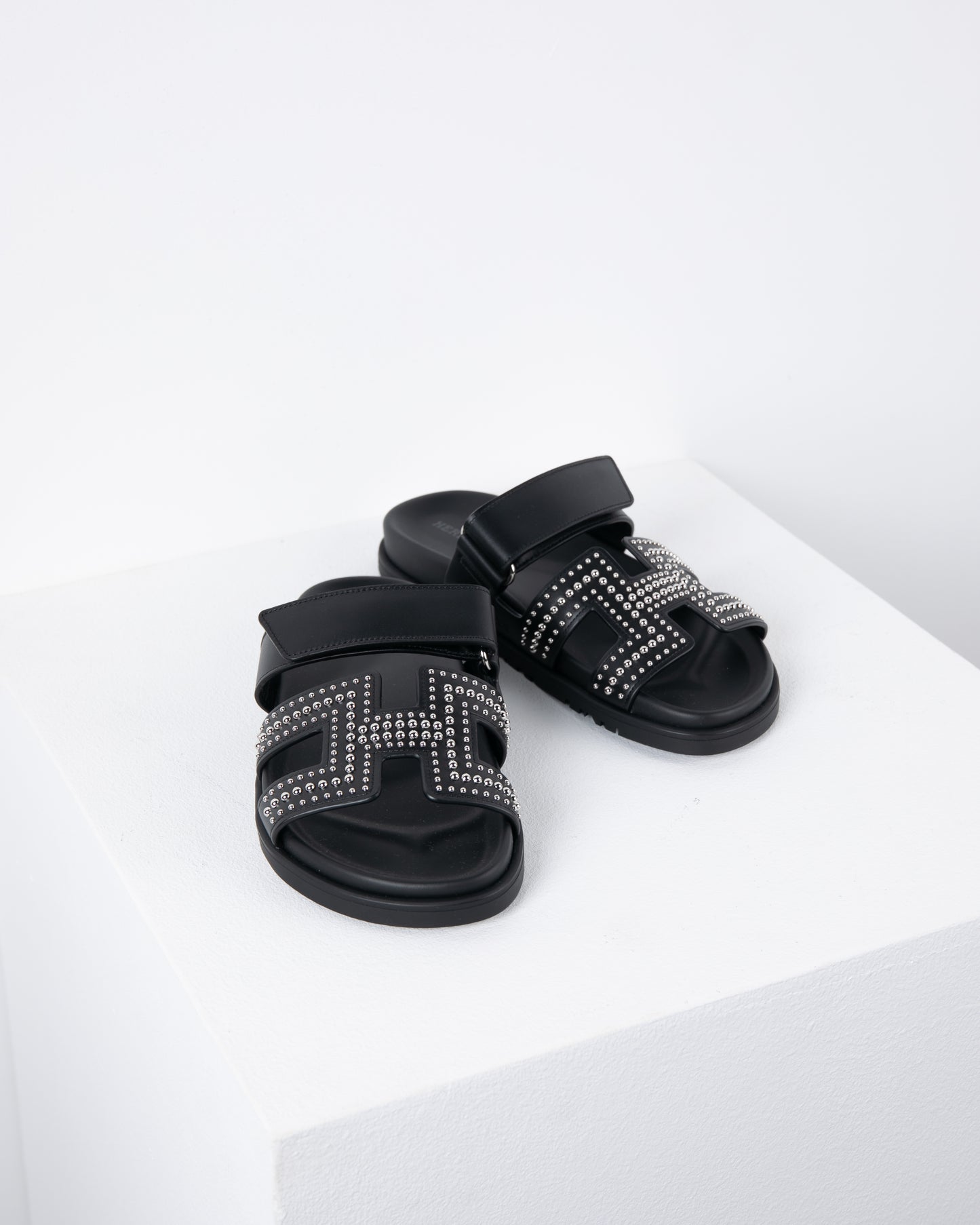 Chypre Sandal in Black with Mini Stud Details