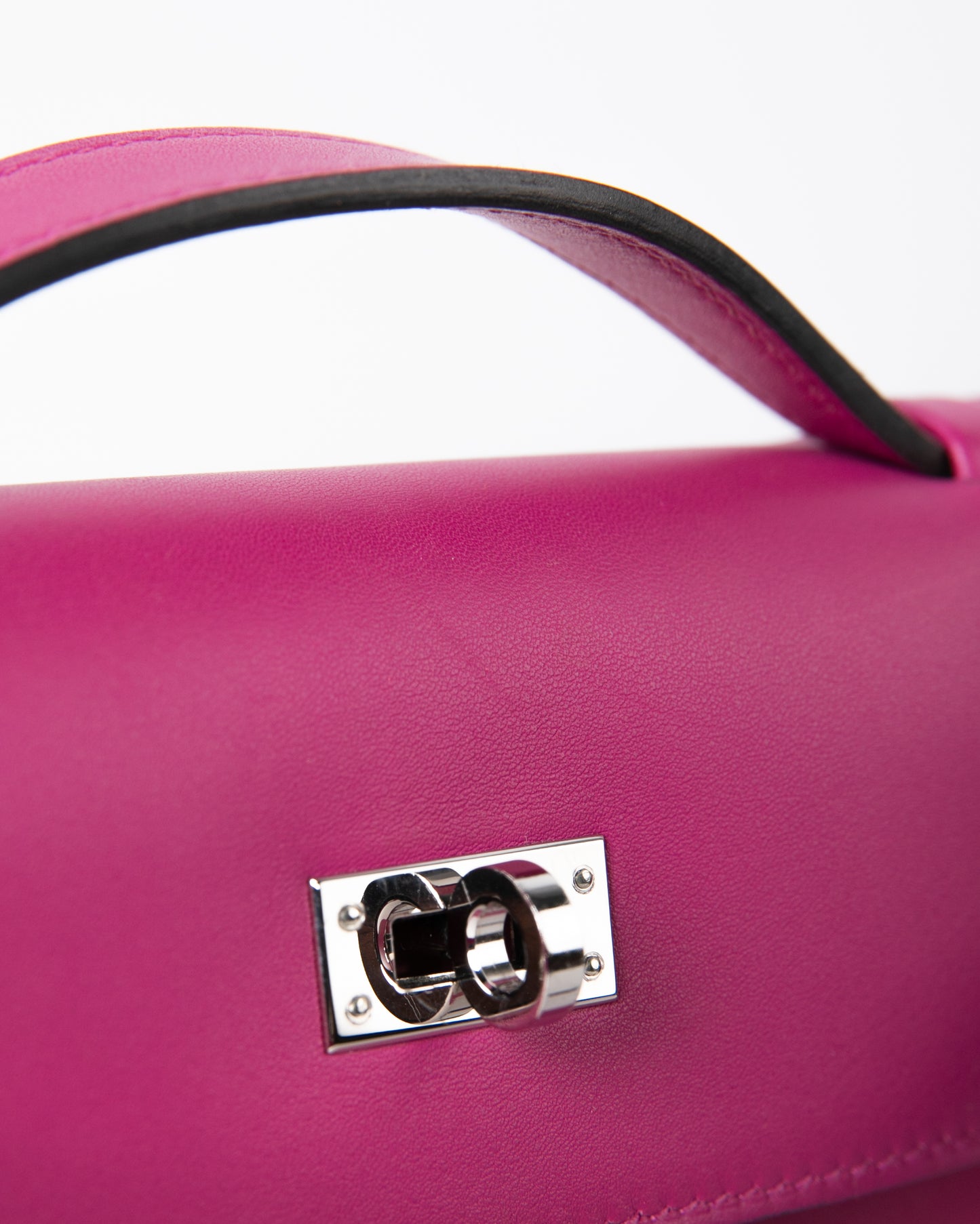 Kelly Pochette in Rose Pourpre Swift with Palladium Hardware