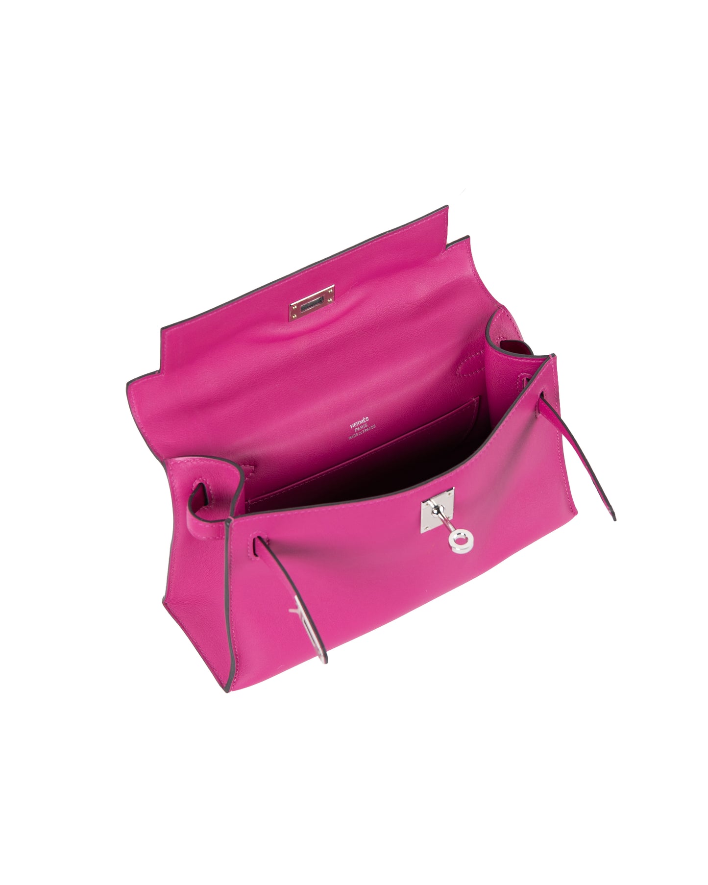 Kelly Pochette in Rose Pourpre Swift with Palladium Hardware