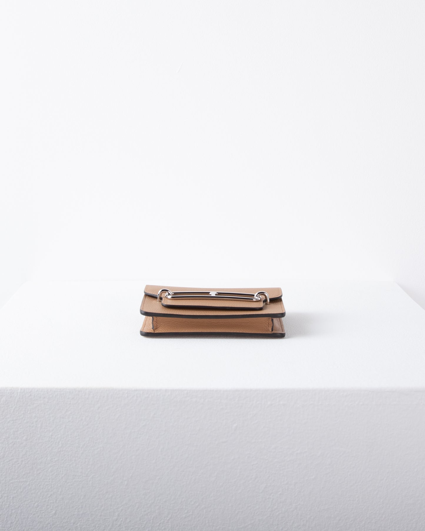 Roulis Slim Compact Wallet in Chai/Lime Evercolor Leather with Palladium Hardware