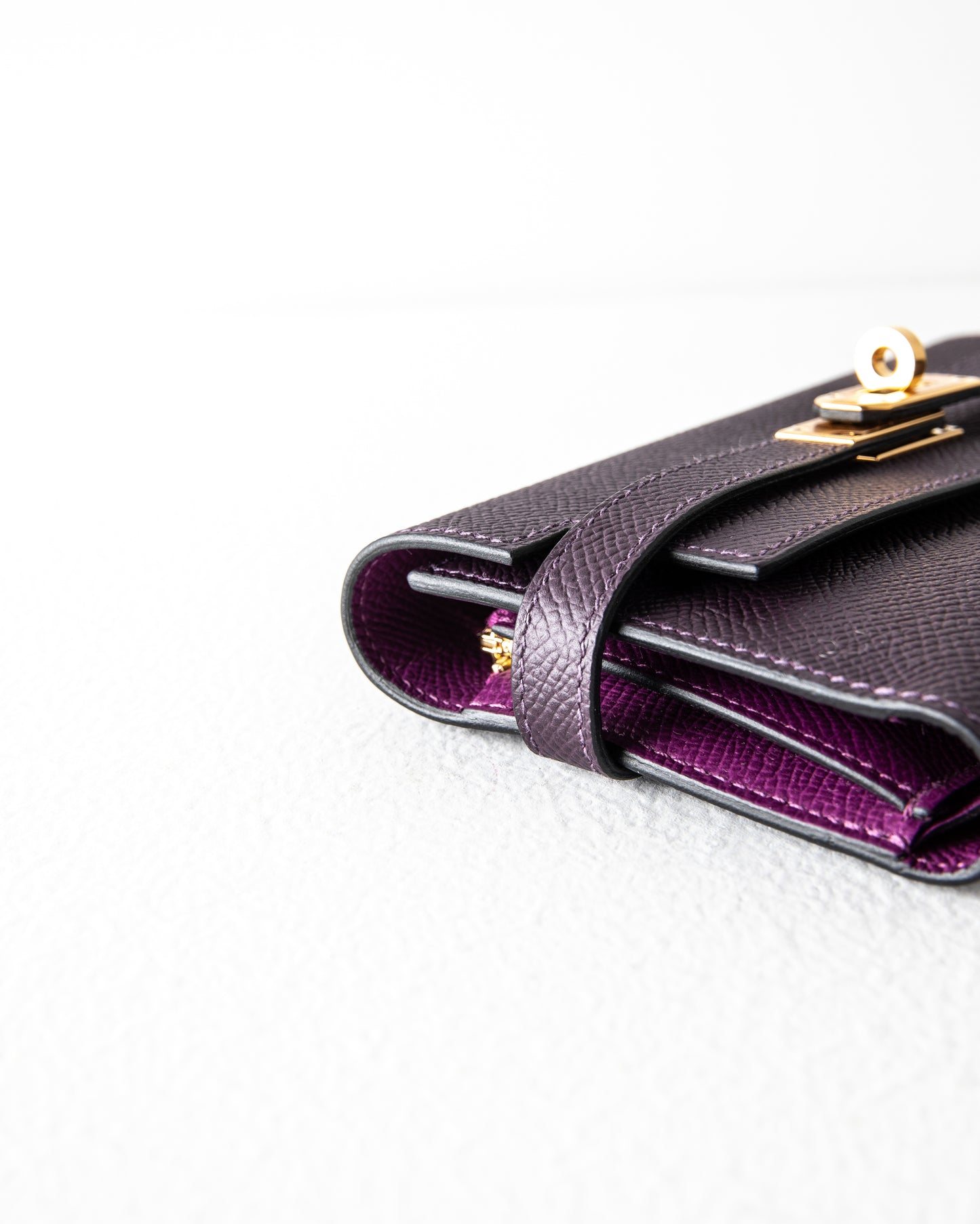 Kelly Wallet in Purple with Gold Hardware