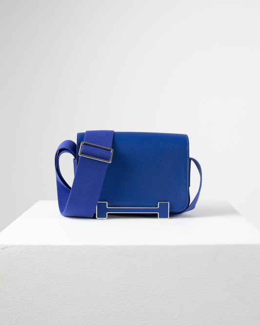 Geta Bleu Electric in Mysore Goatskin with Canvas Strap and Bleu H Buckle