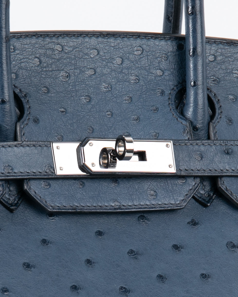 Birkin 30 in Blue Roi Ostrich with Palladium Hardware