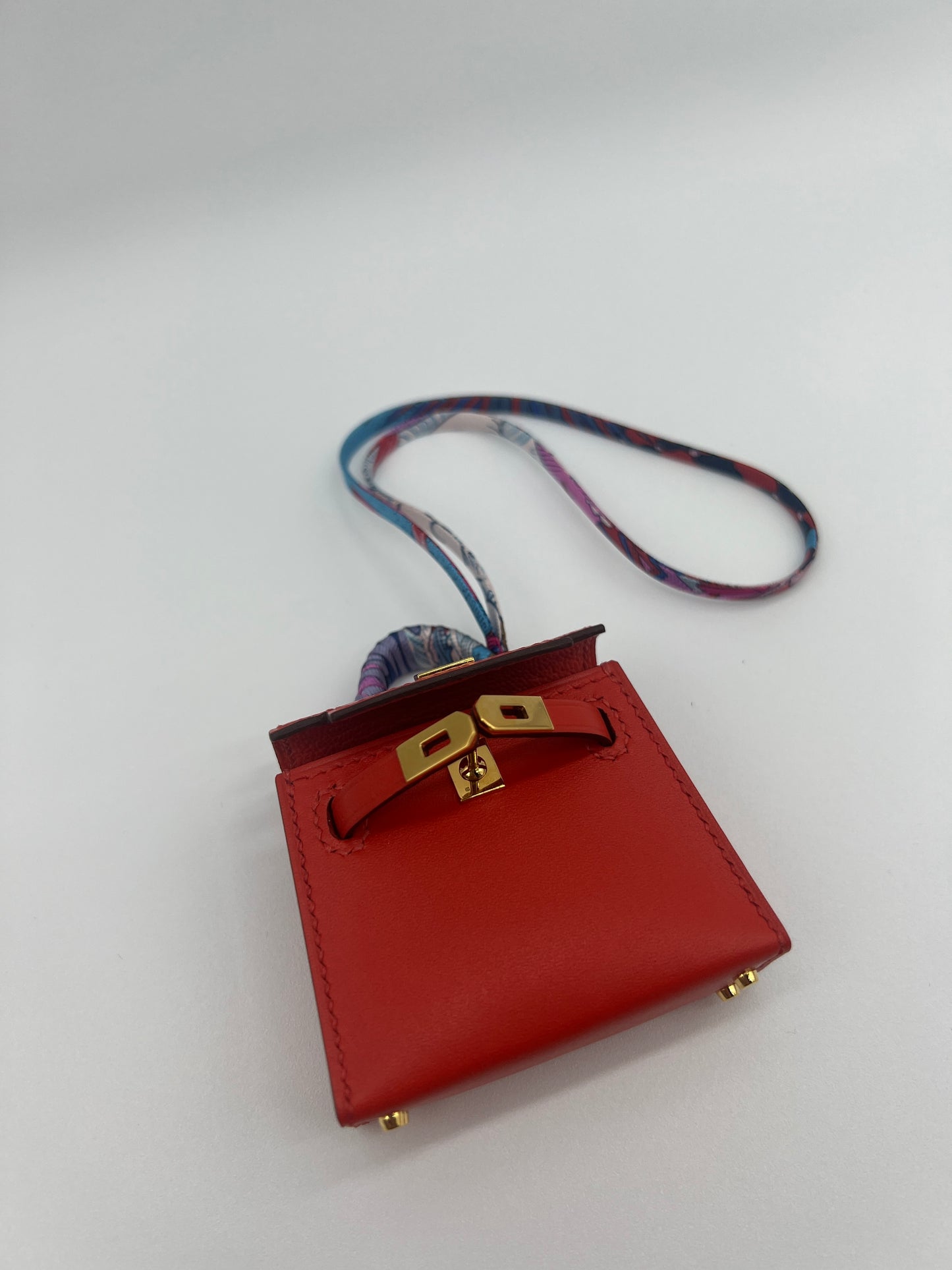 Micro Mini Kelly Twilly Bag Charm in Red