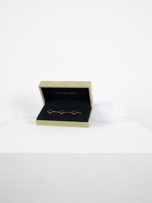 Van Cleef & Arples Onyx 5 Motif Alhambra Bracelet
