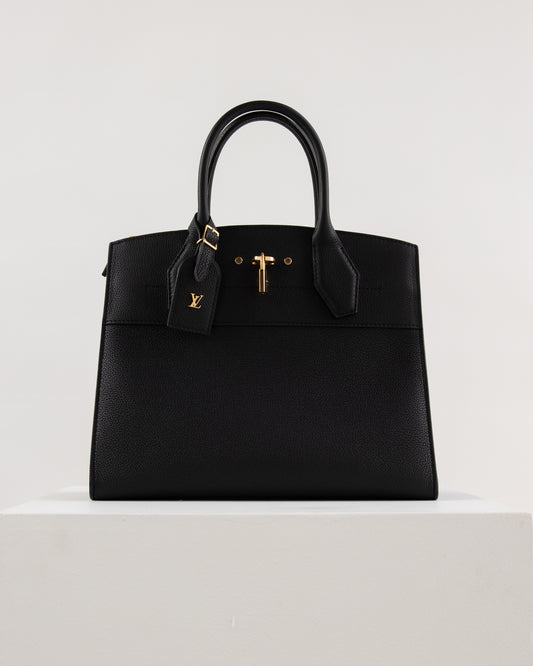 (Preloved) Louis Vuitton City Steamer Bag MM in Black