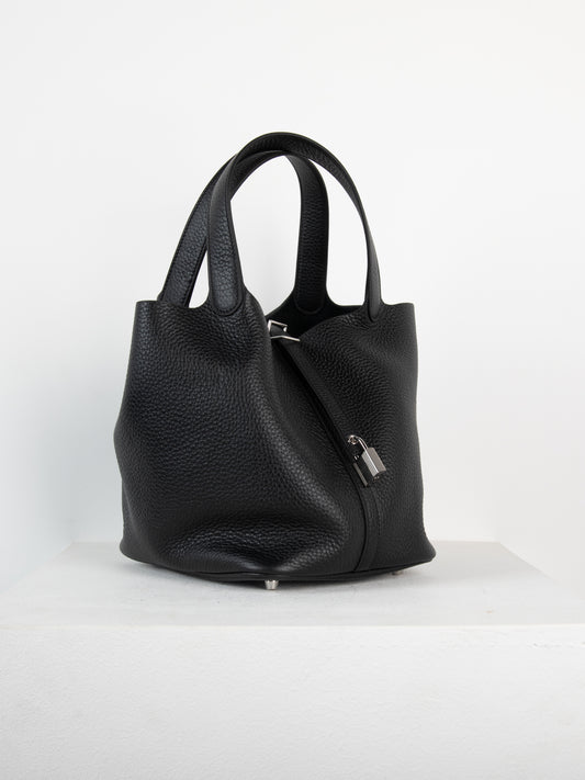 Picotin 22 in Noir Clemence with Palladium Hardware