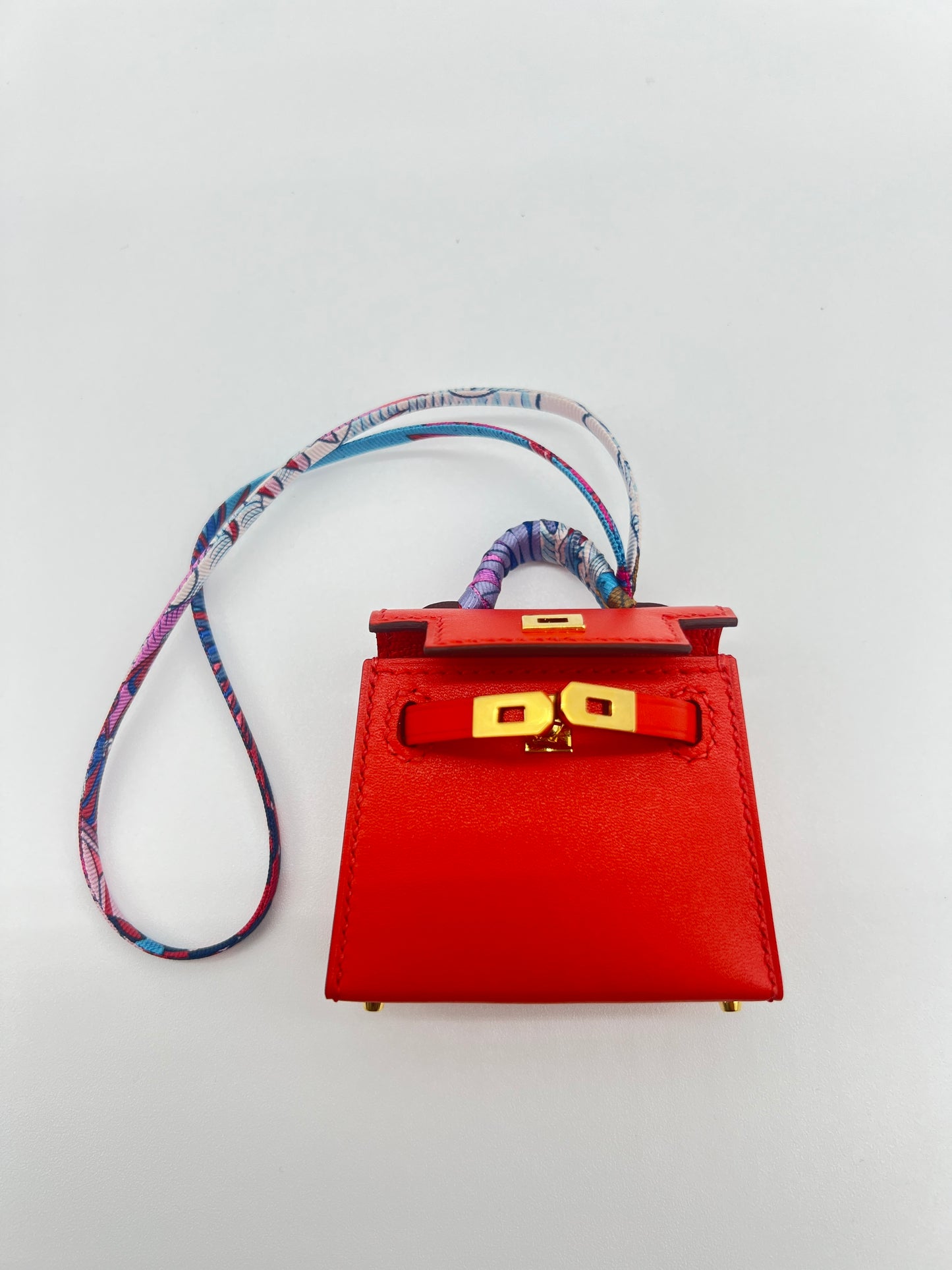 Micro Mini Kelly Twilly Bag Charm in Red