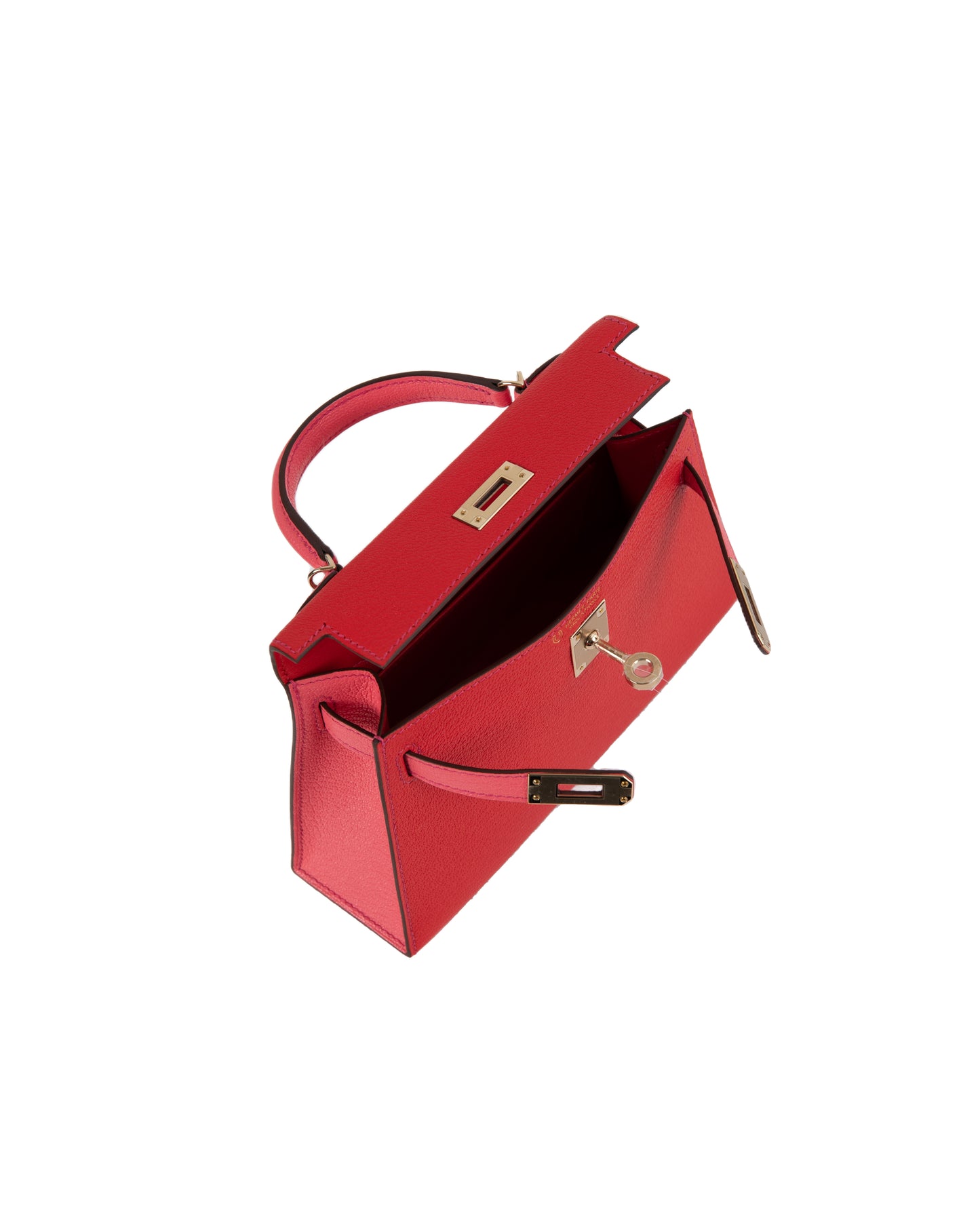 Kelly 20 Special Order in Chevre Leather Rouge de Ceour and Rose lipstick, and Framboise Stitching with Permabrass Hardware