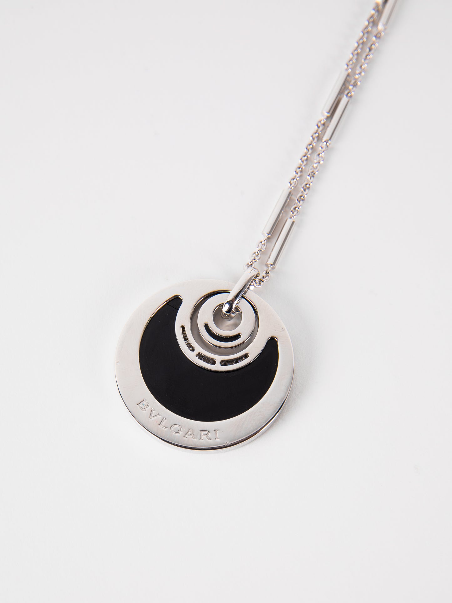 Bvlgari Intarsio Necklace in White Gold with Onyx & Diamonds